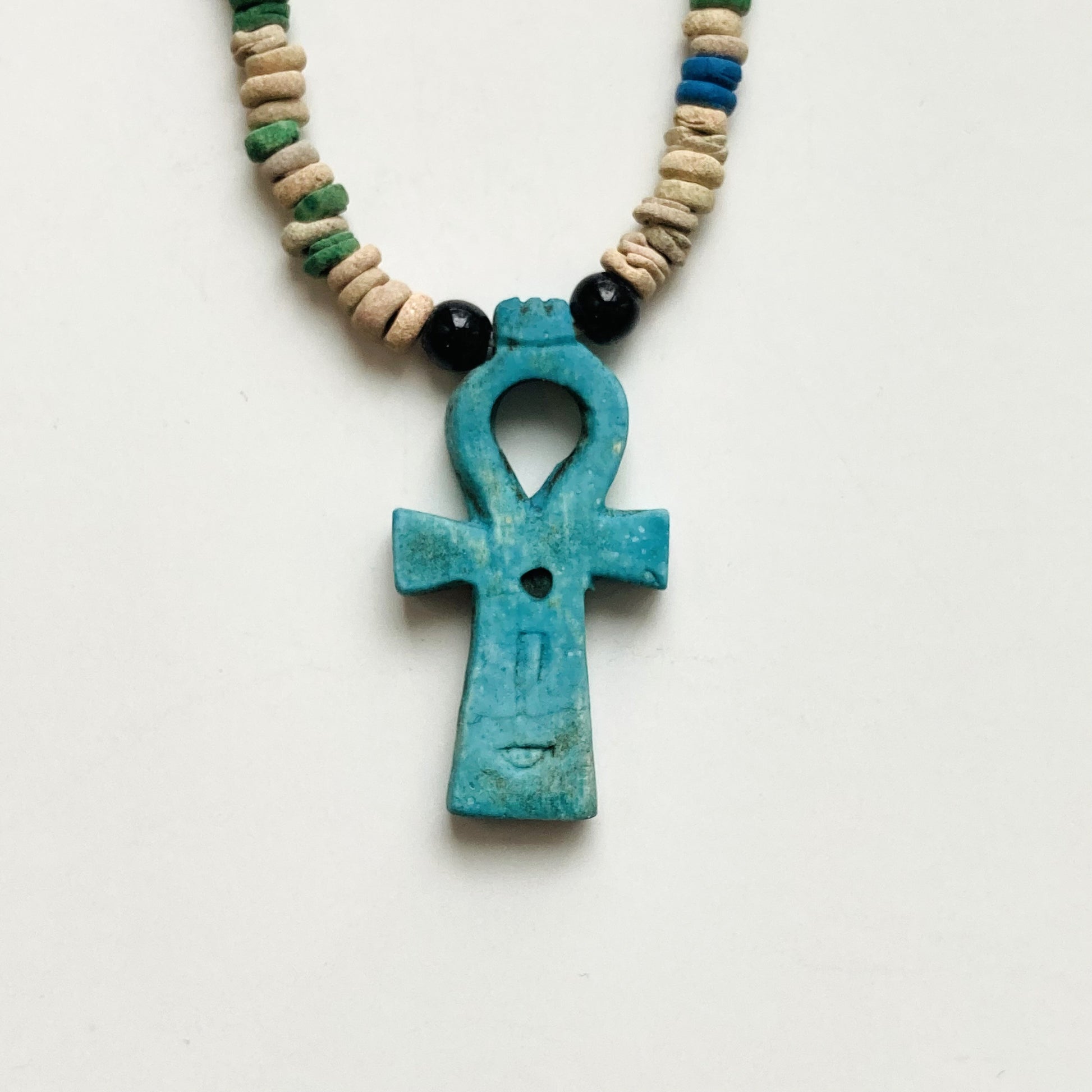 Ancient Egyptian Necklace with Ankh Amulet