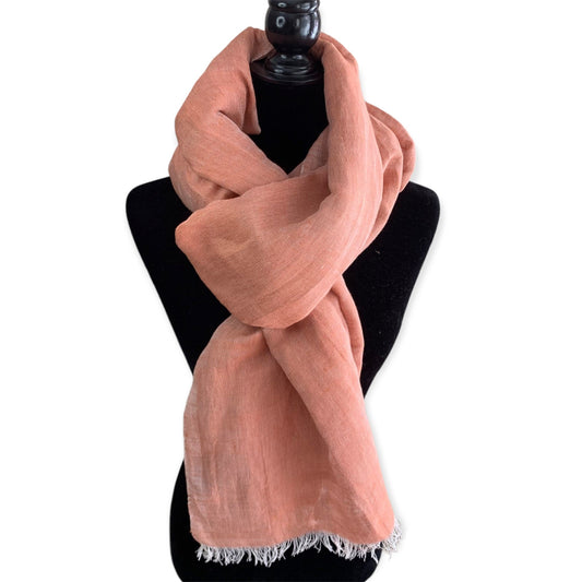 Handwoven Linen Scarf - Coral