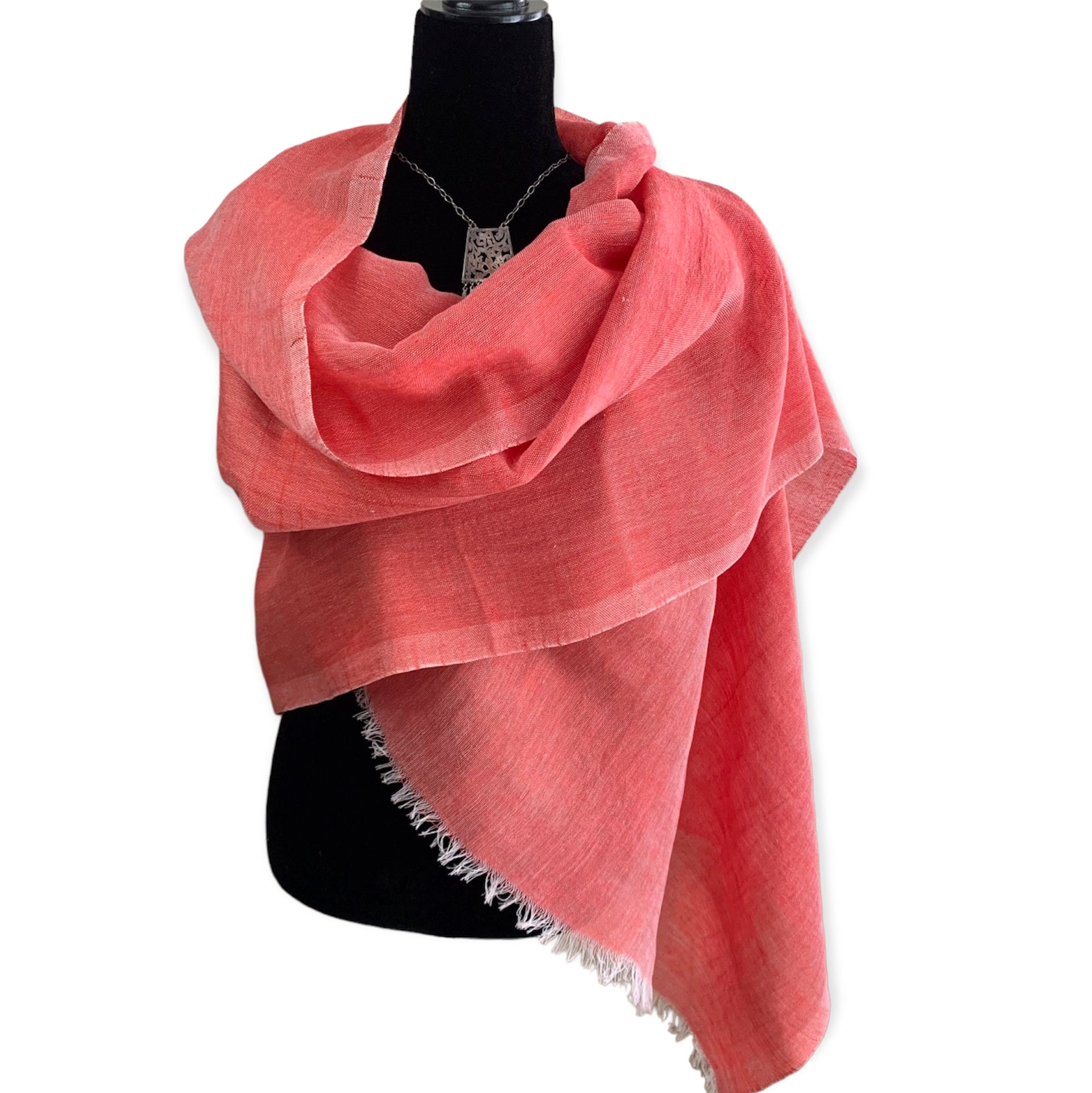 Handwoven Linen Scarf - Scarlet Red