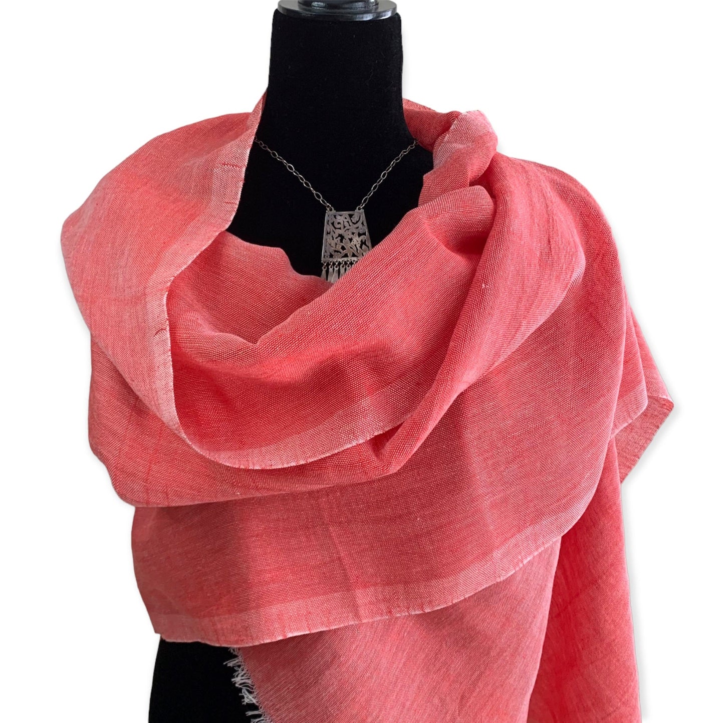 Handwoven Linen Scarf - Scarlet Red