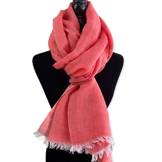 Handwoven Linen Scarf - Scarlet Red