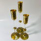 Long Stem Blown Glass Candle Holder - Tulip Gold & Green