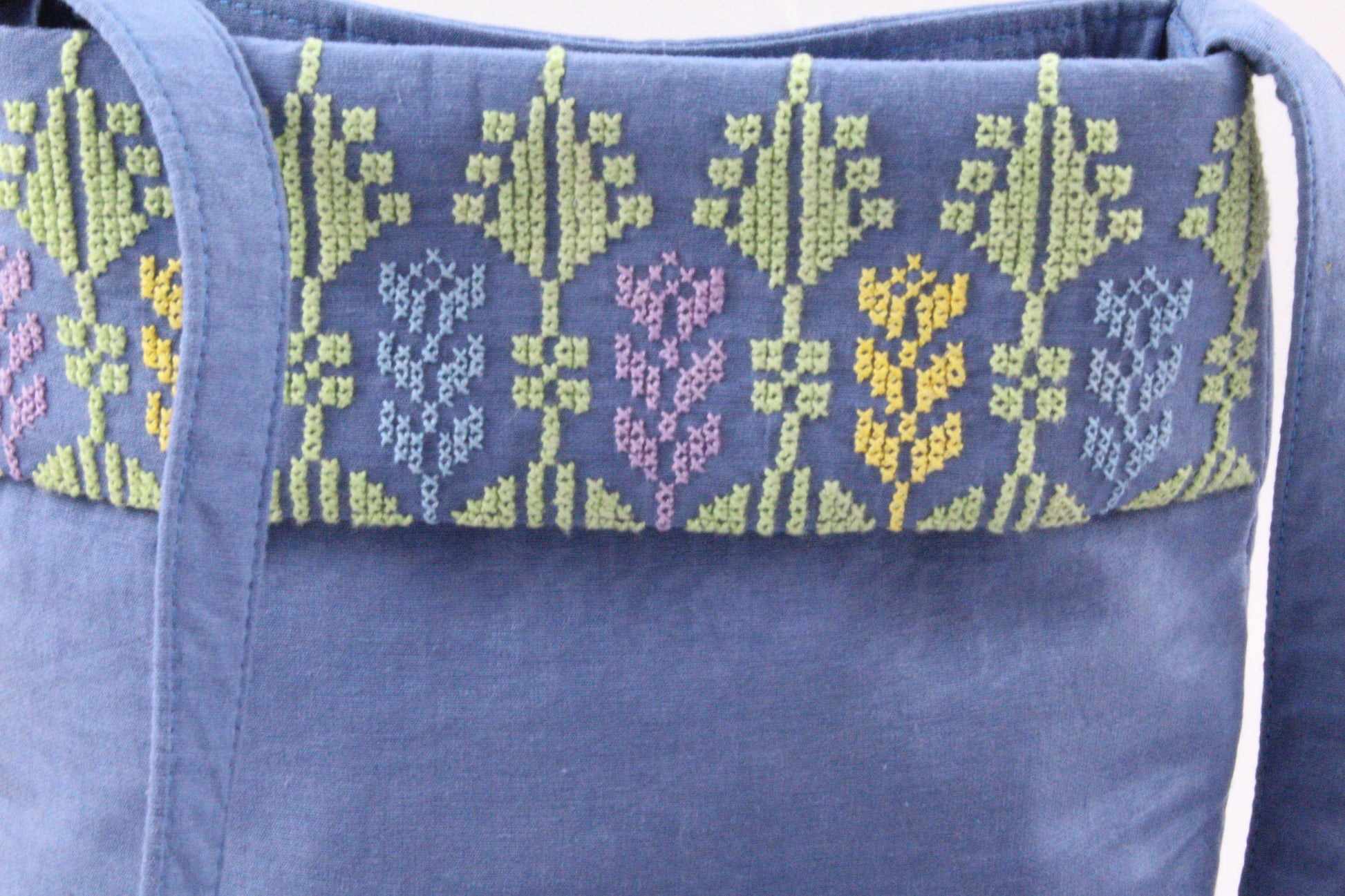 Maha Handcrafted Moiré Arish Shoulder Bag - Blue