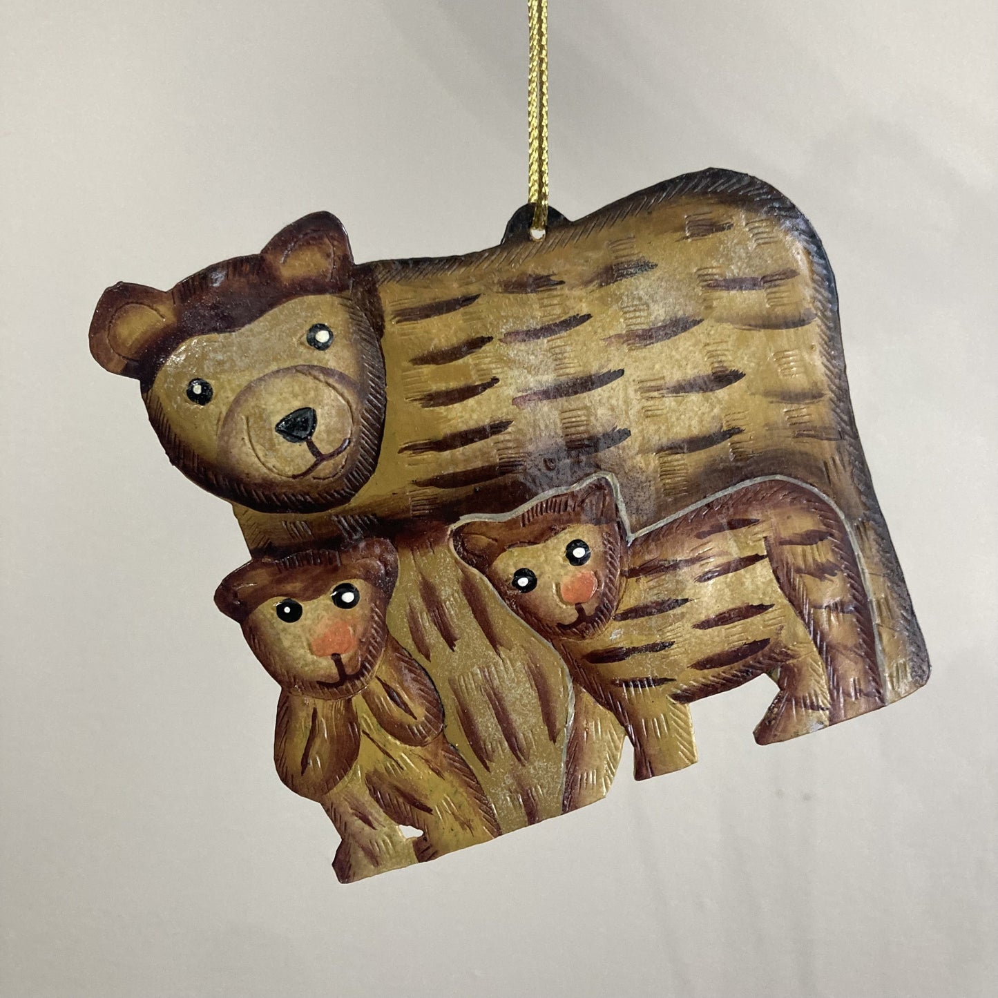 Metal Mama Bear & Cubs Ornament