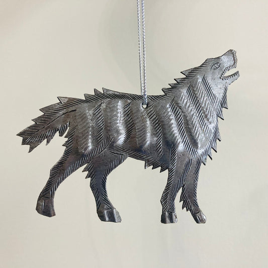 Metal Wolf Ornament - Color of Metal