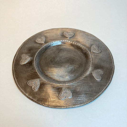 Metal Pillar Candle Plate - Hearts