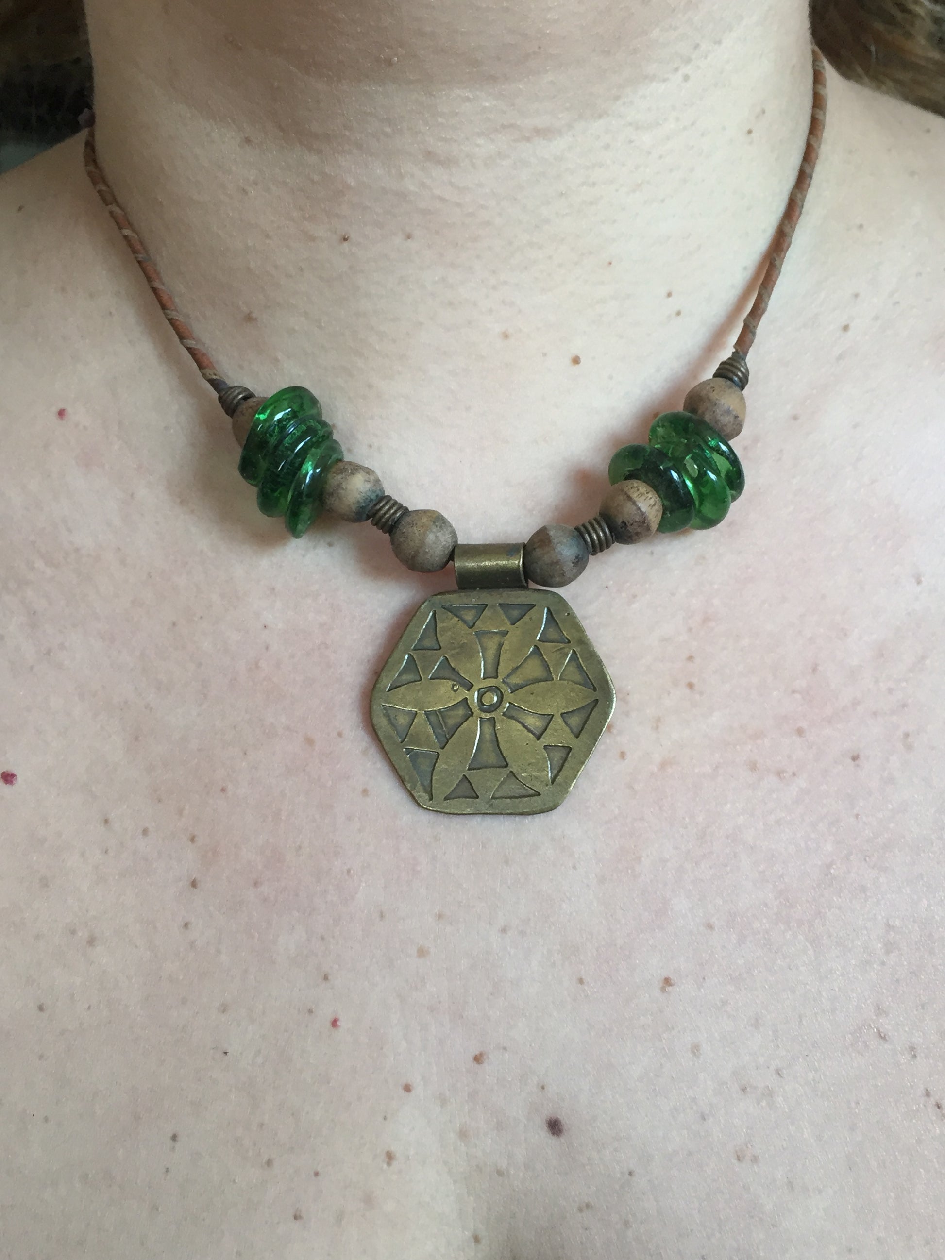 Handmade Brass Necklace - Flower