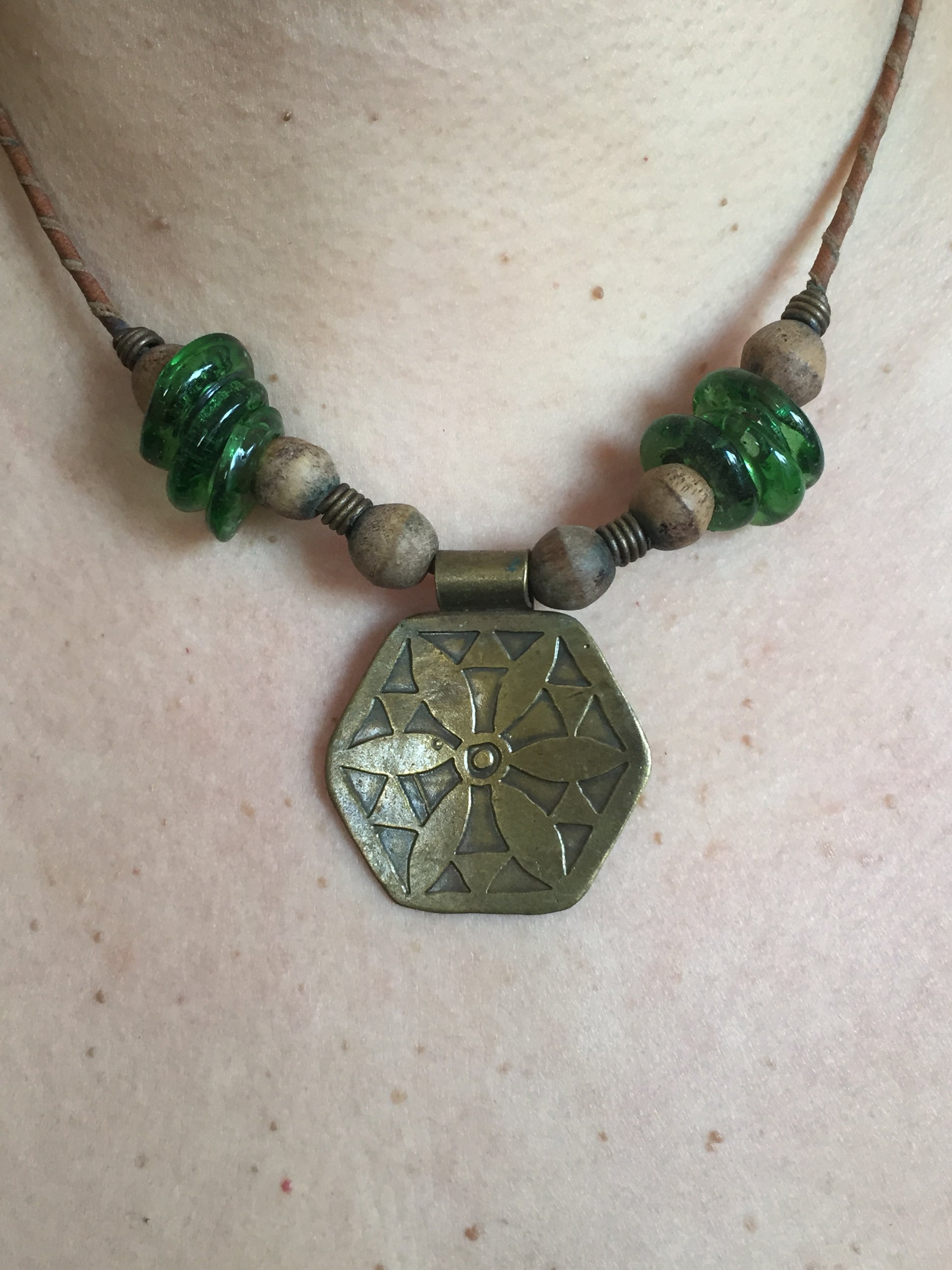 Handmade Brass Necklace - Flower
