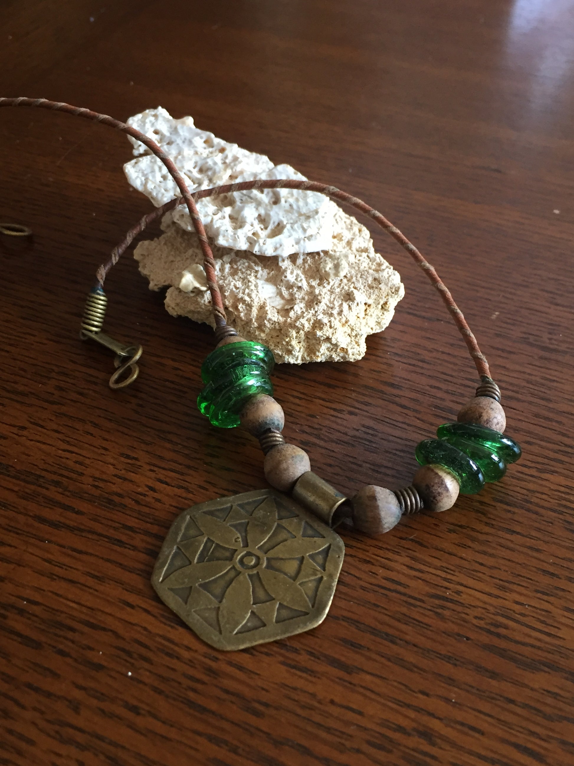 Handmade Brass Necklace - Flower
