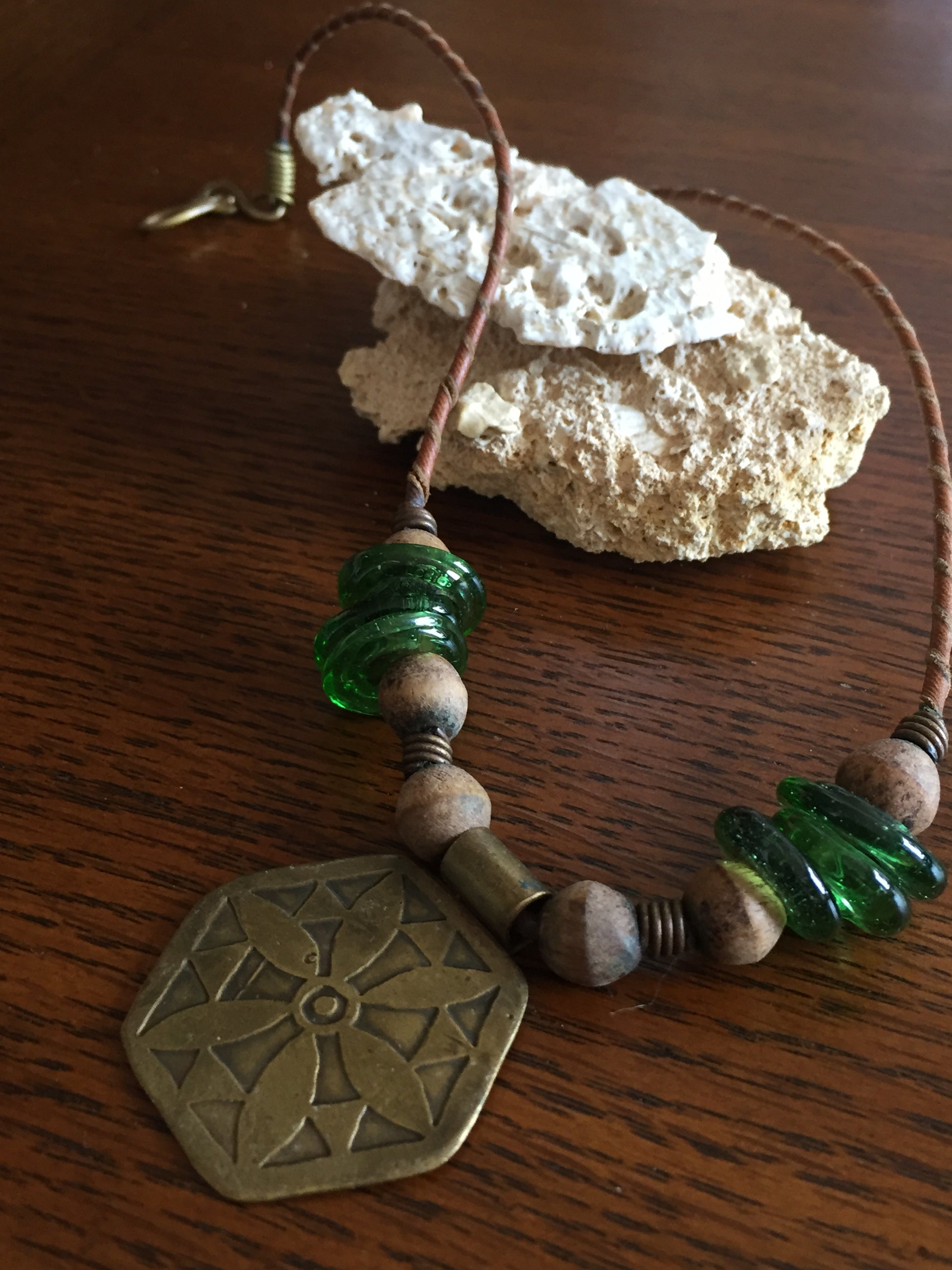Handmade Brass Necklace - Flower