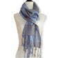 Plaid Handwoven Scarf - Blue & Gray