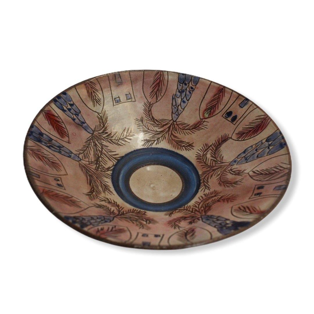Pottery Round Plate - Palm Trees