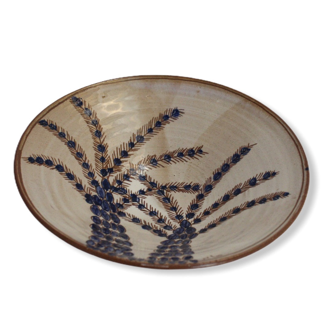 Pottery Round Plate - Two Palm Trees