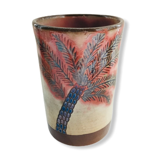 Pottery Toothbrush Holder - Adobe & Palm Tree