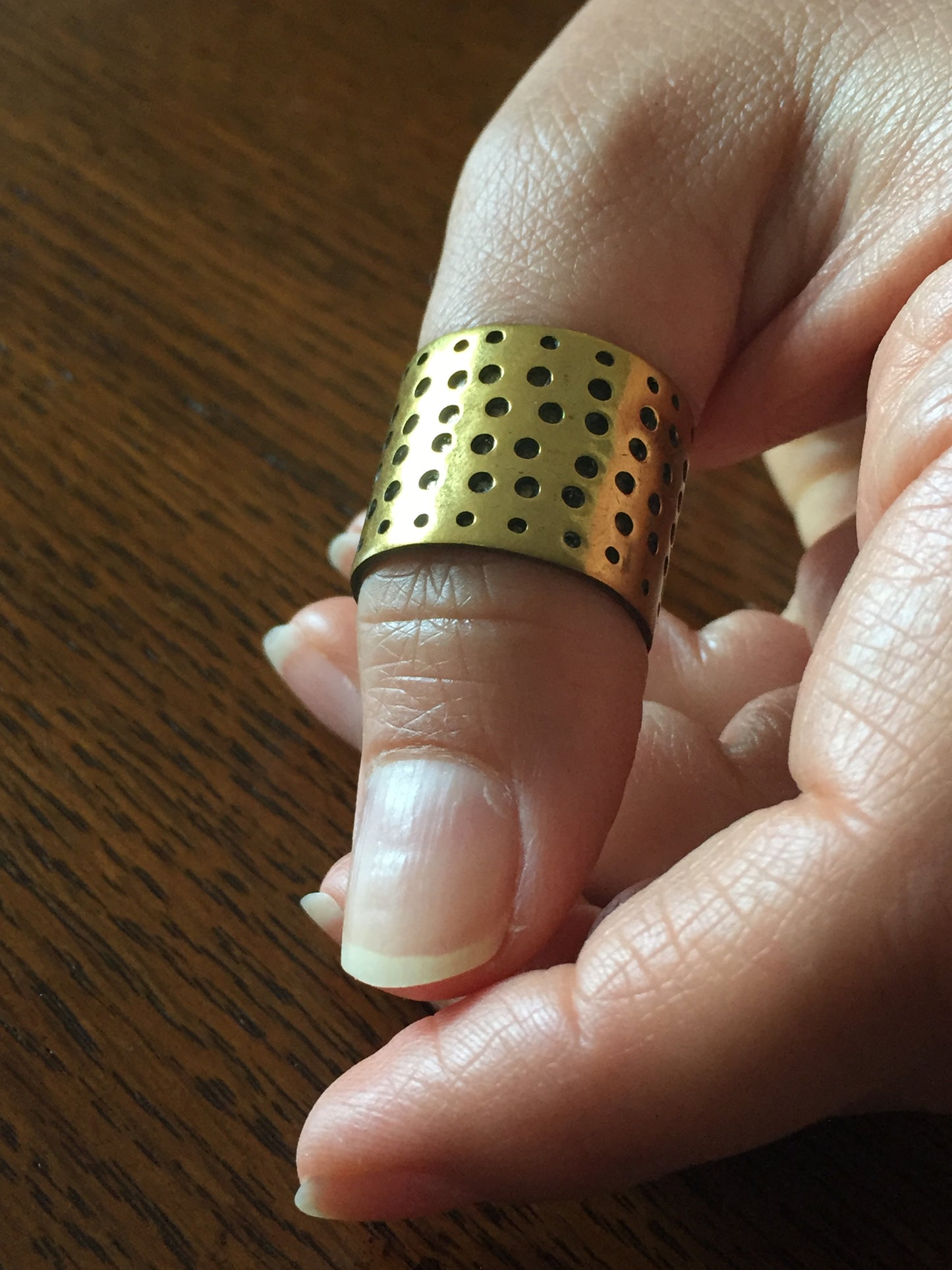 Handmade Brass Band Ring - Dots