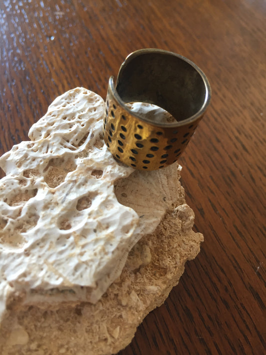 Handmade Brass Band Ring - Dots
