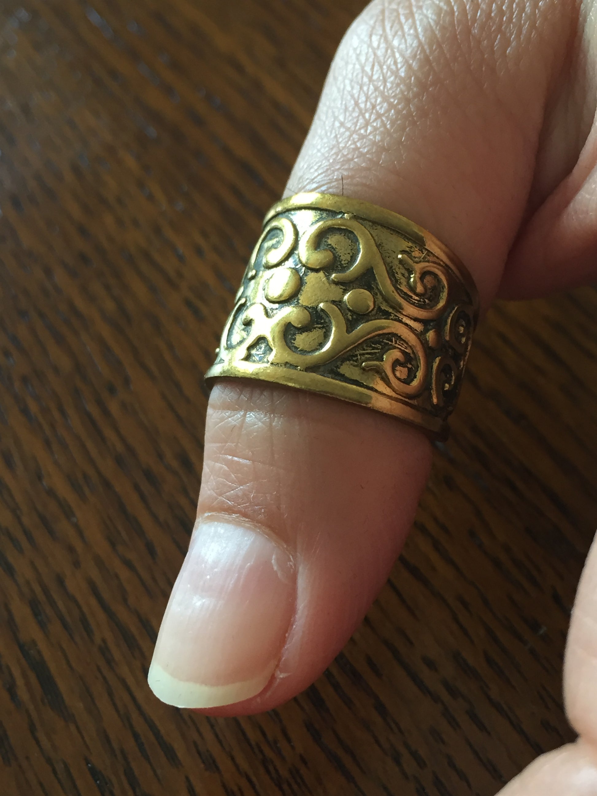 Handmade Brass Band Ring - Floral