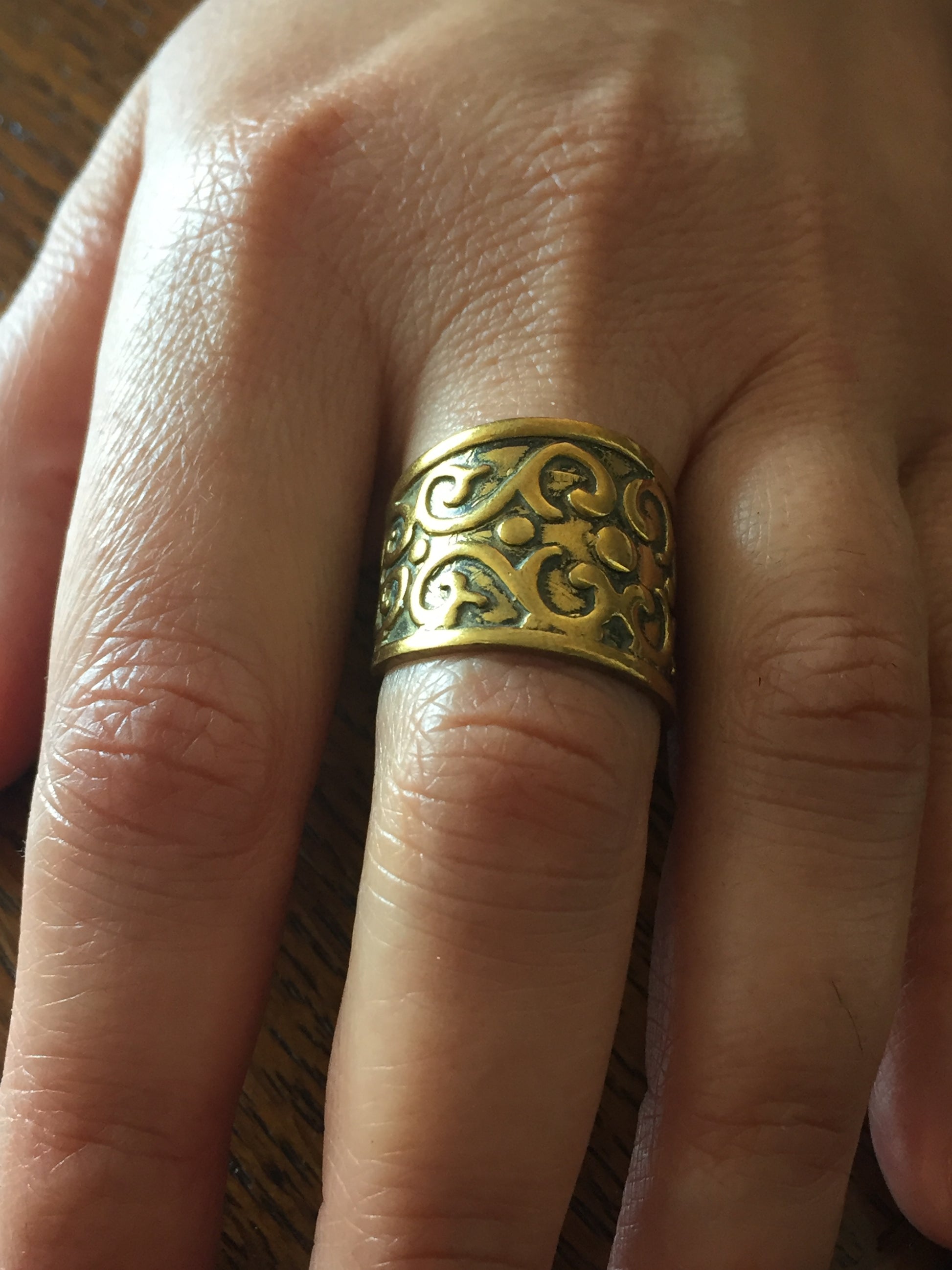 Handmade Brass Band Ring - Floral