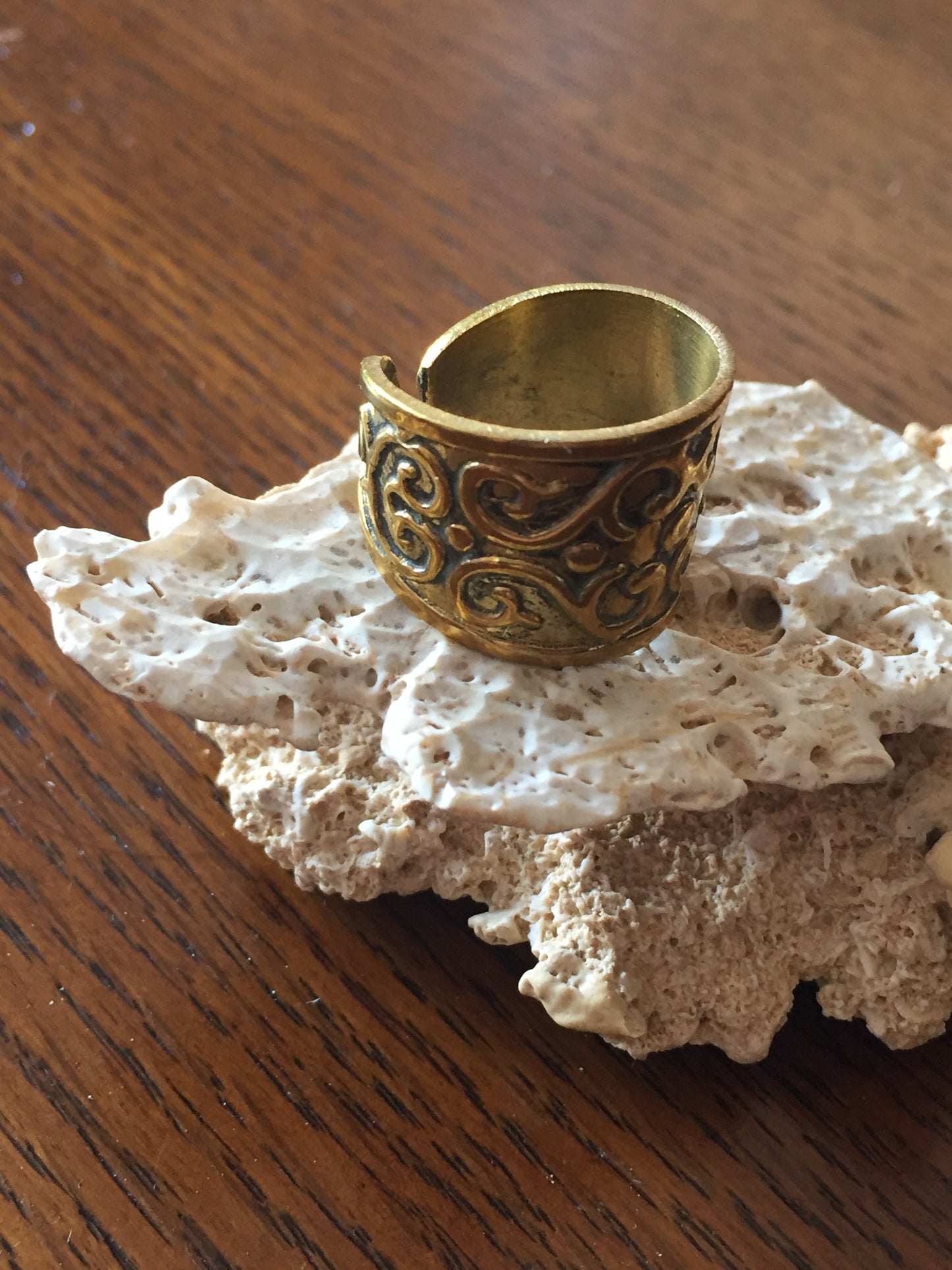 Handmade Brass Band Ring - Floral