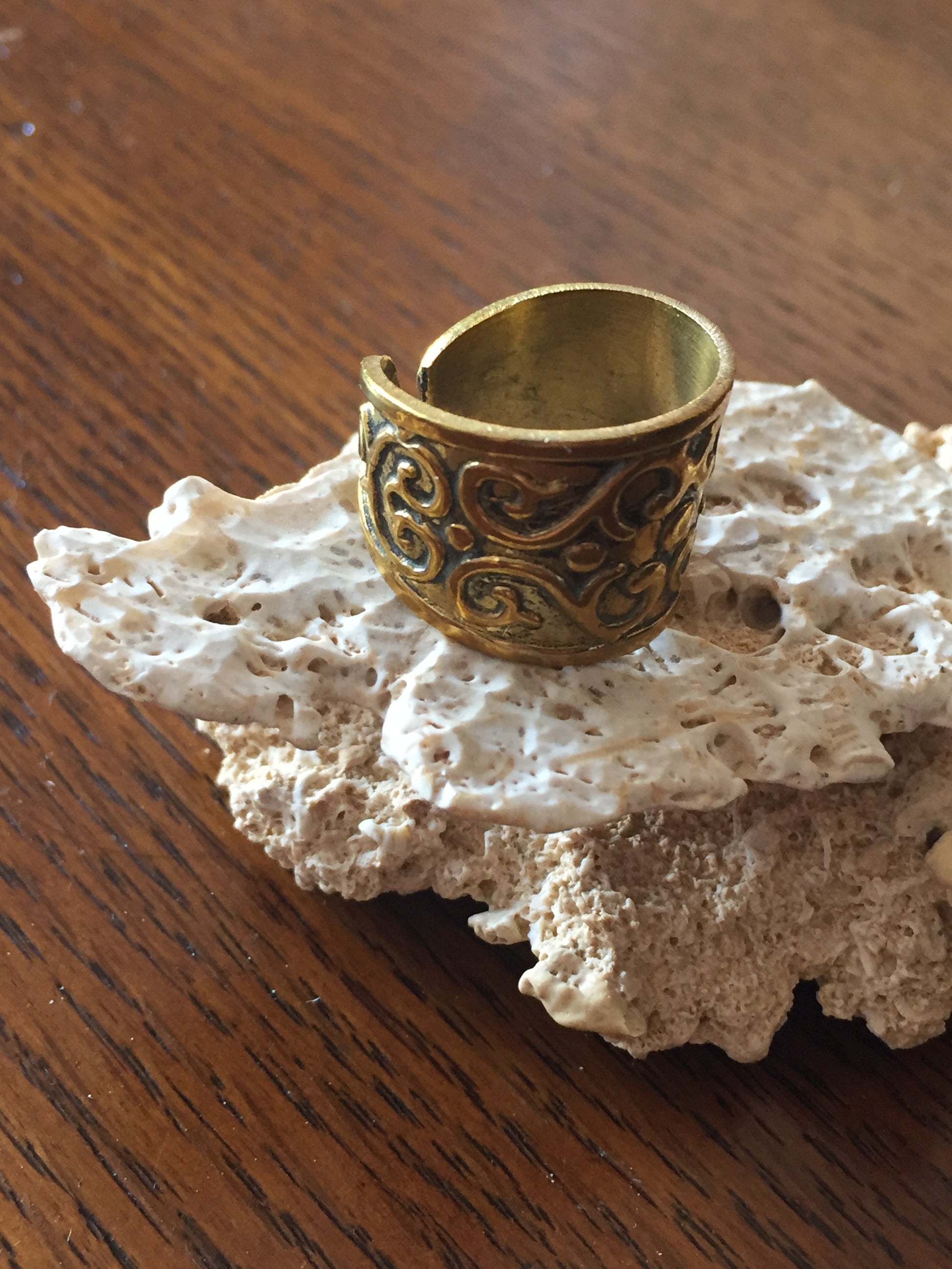 Handmade Brass Band Ring - Floral