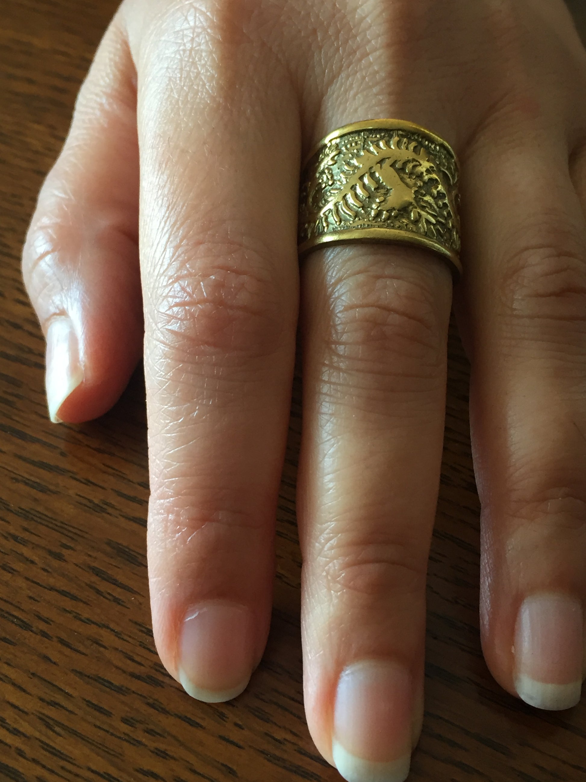 Handmade Brass Band Ring - Leaves