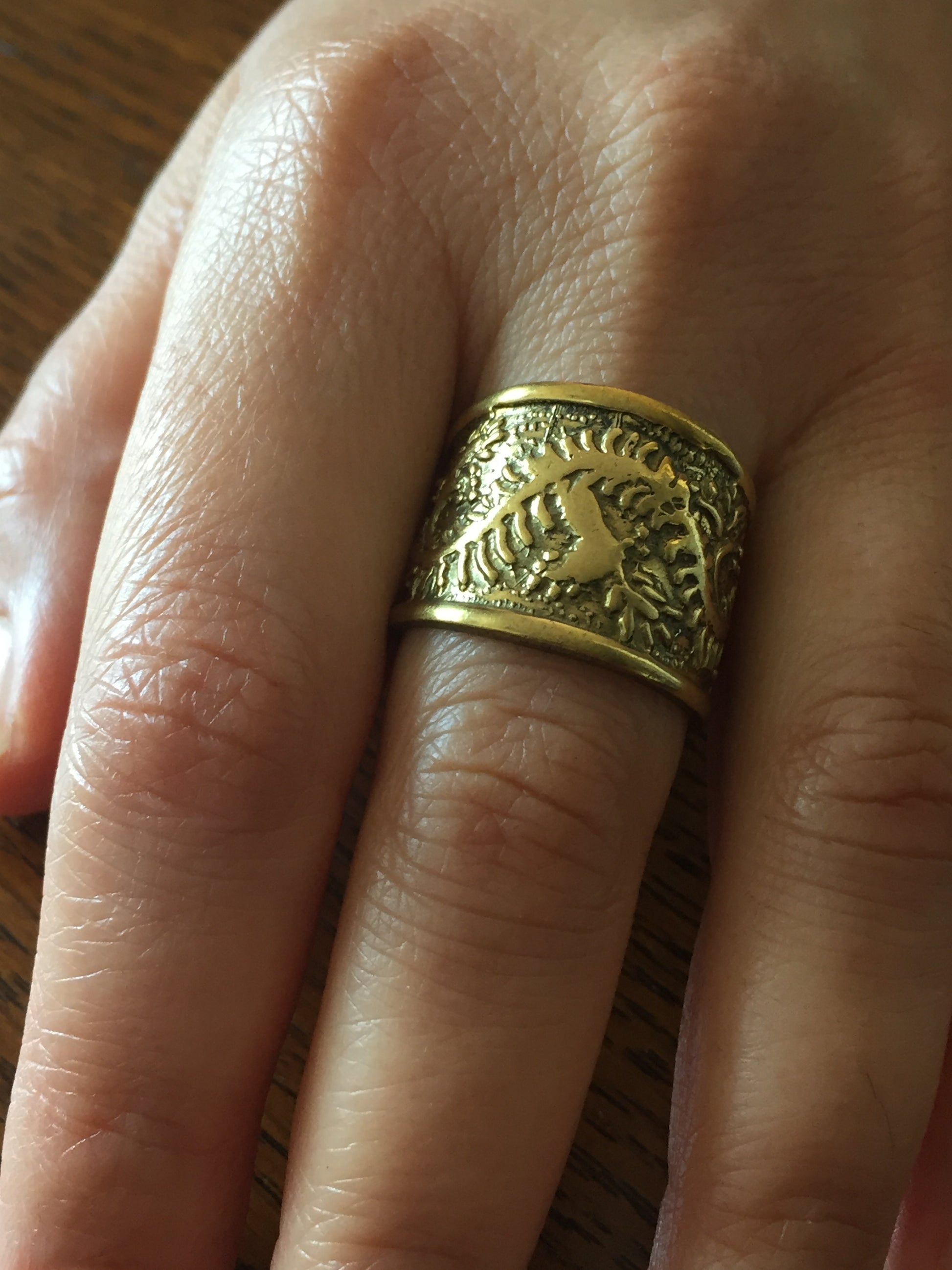 Handmade Brass Band Ring - Leaves