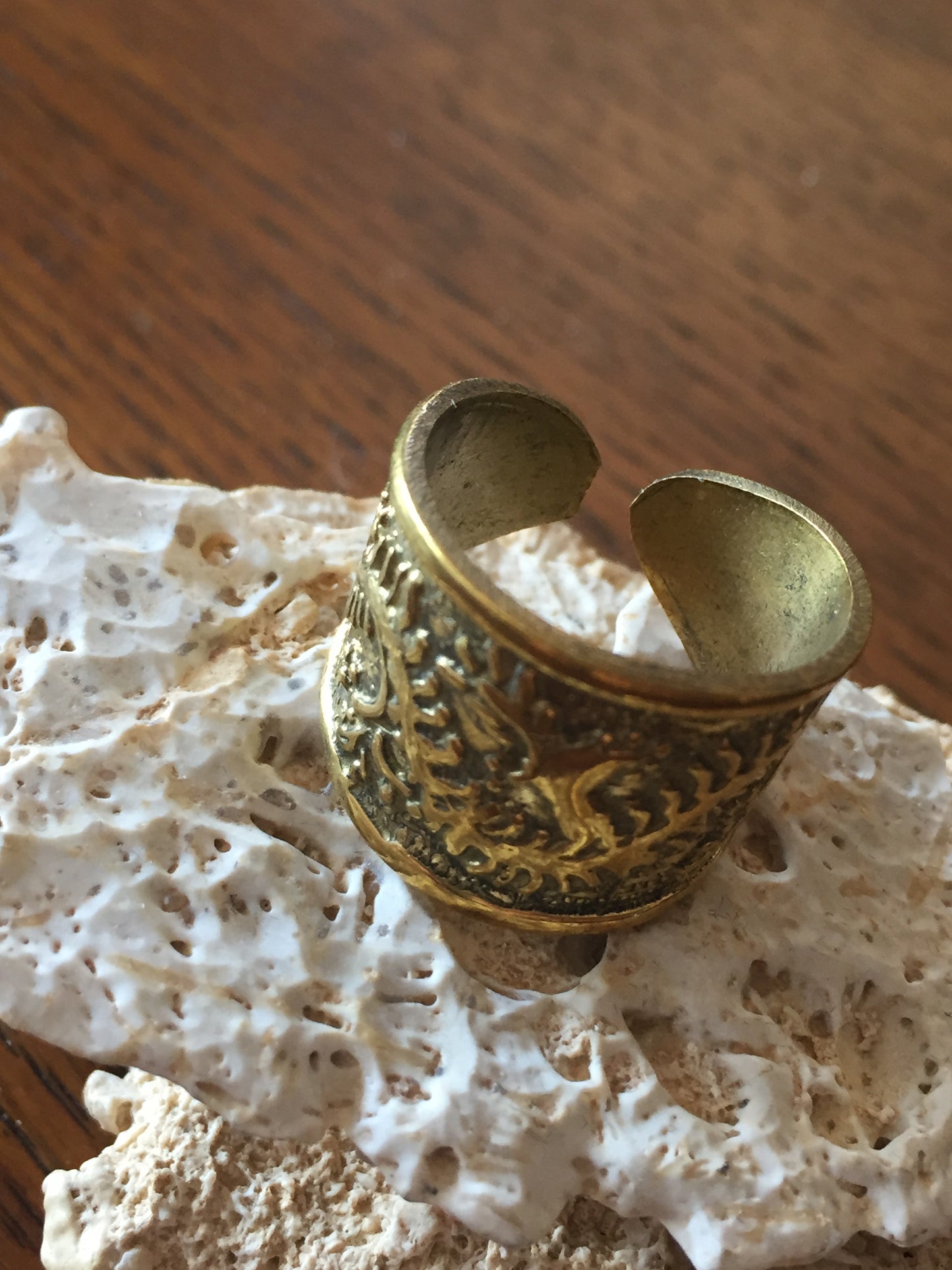 Handmade Brass Band Ring - Leaves