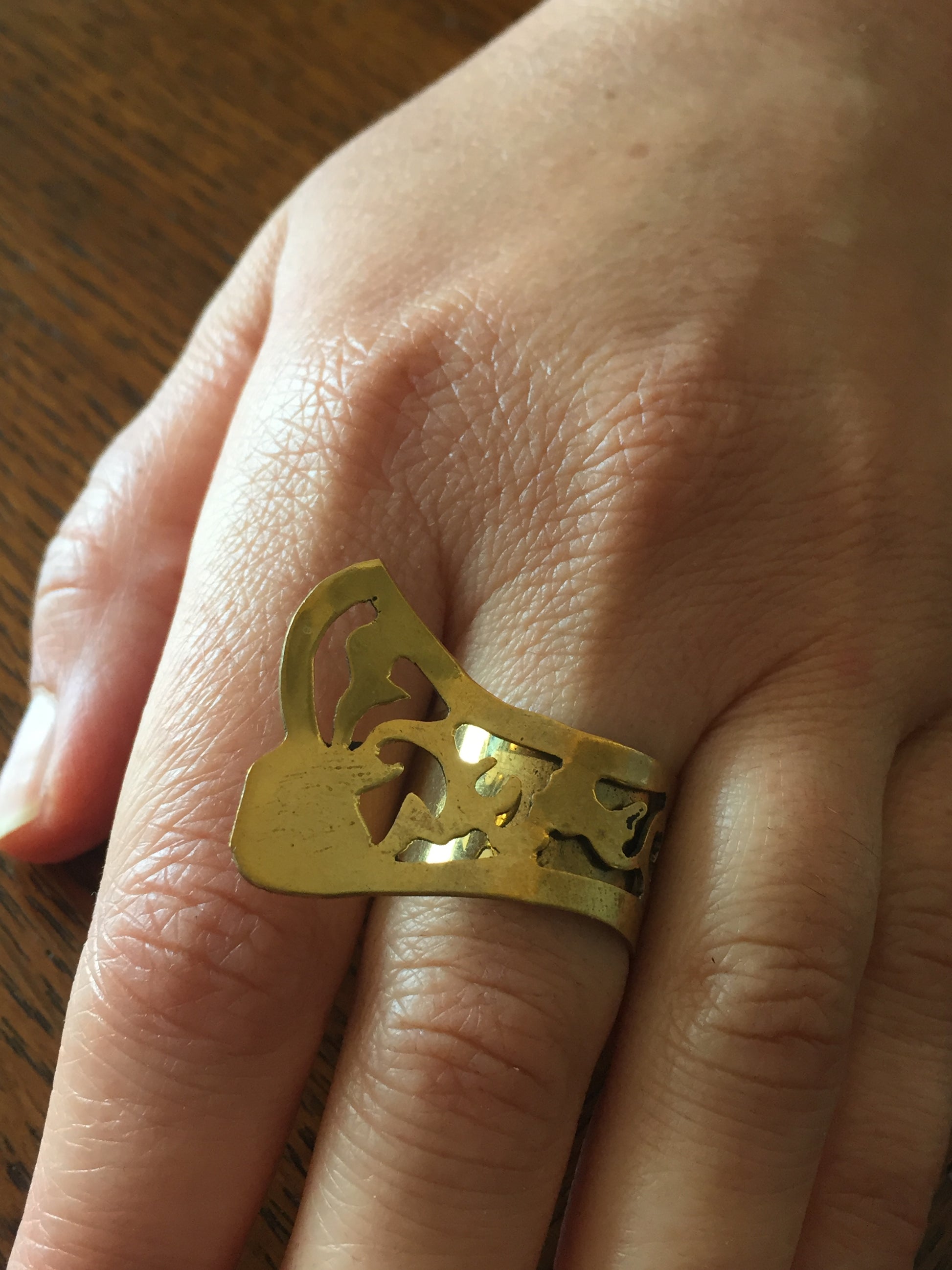 Handmade Brass Ring - Butterfly Shape