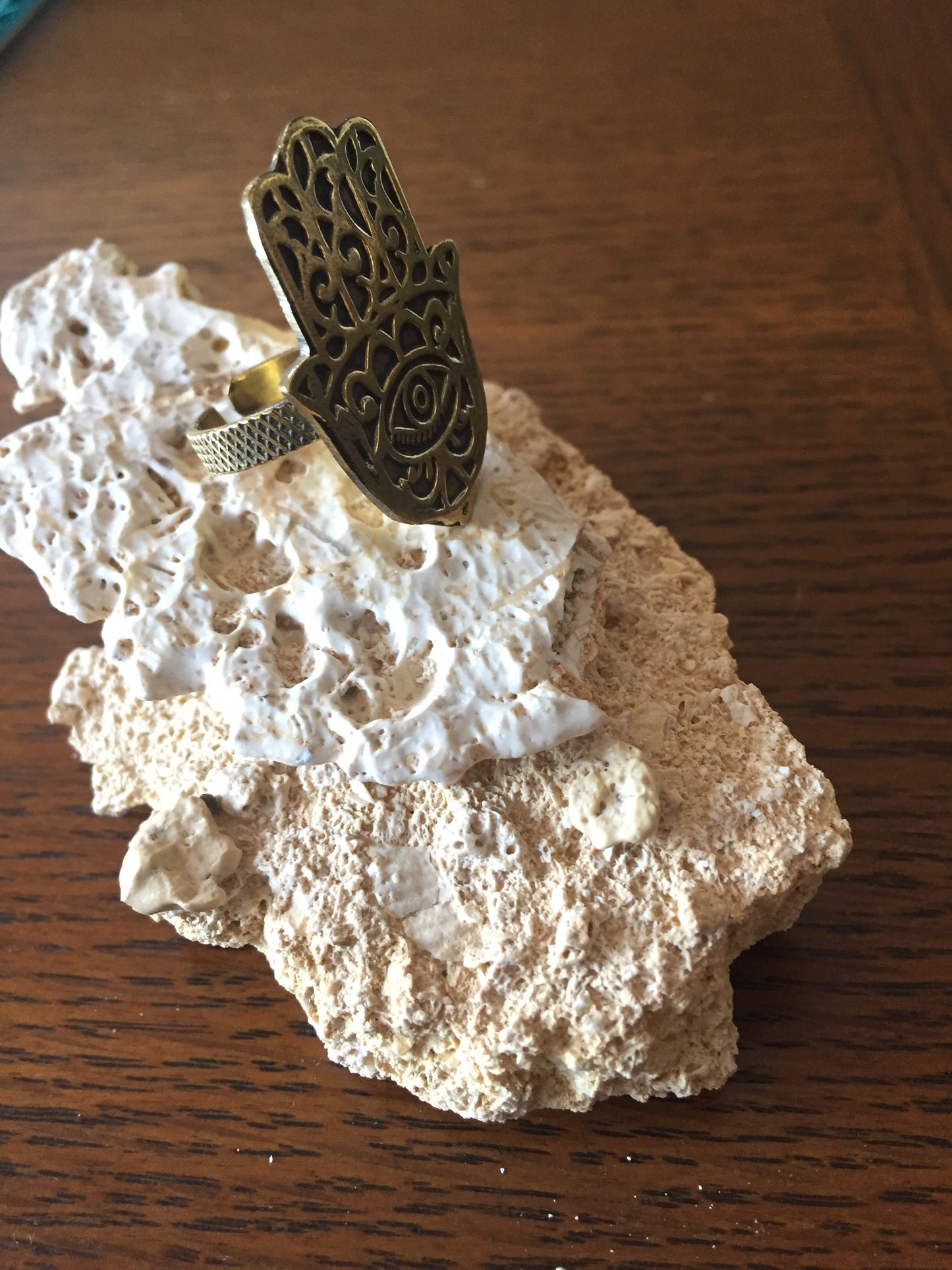 Handmade Brass Ring - Hamsa