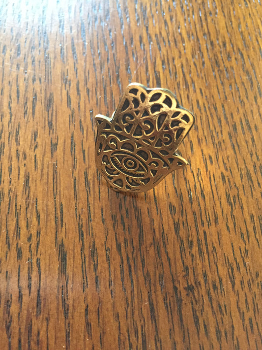 Handmade Brass Ring - Hamsa