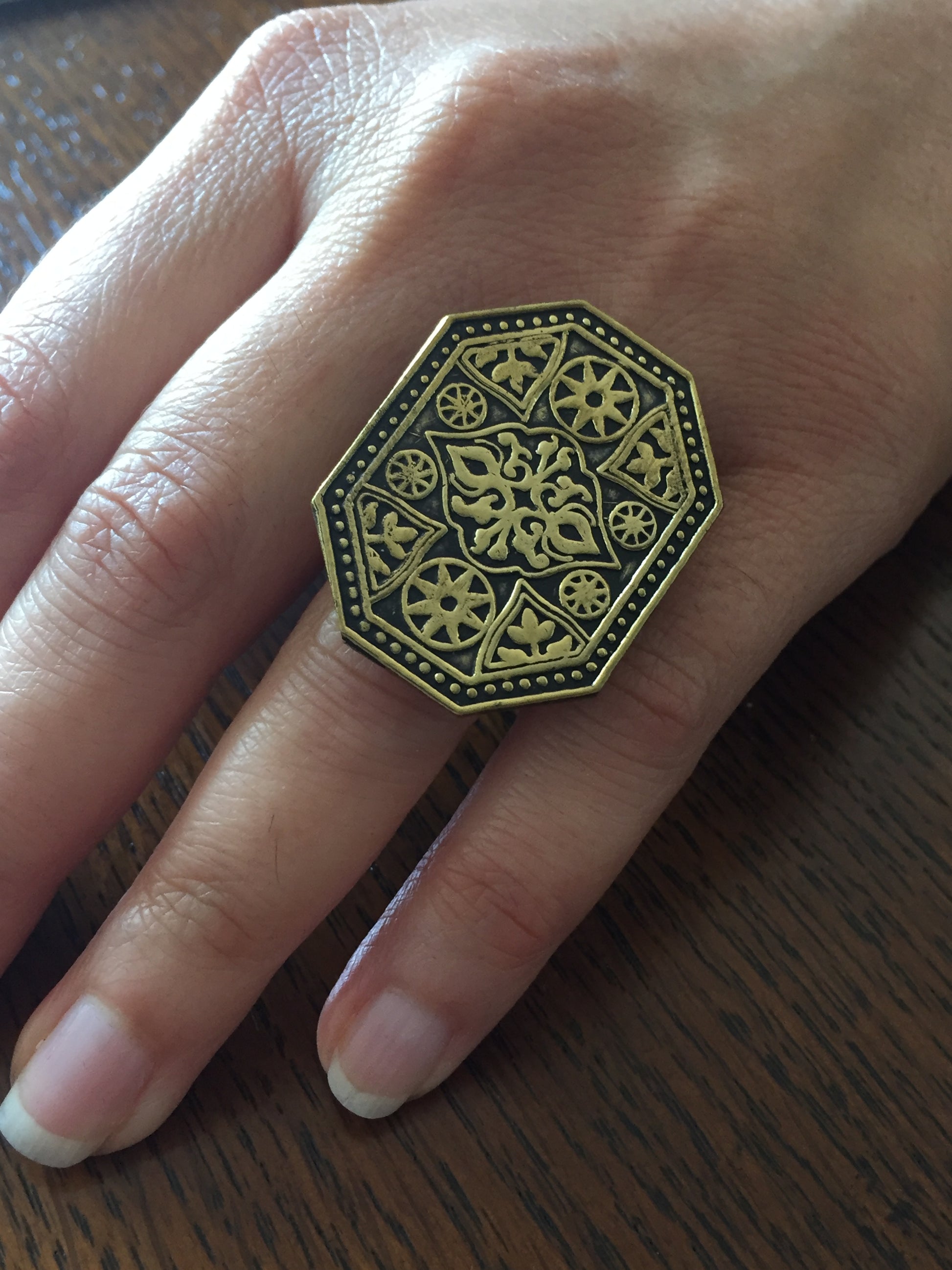 Handmade Brass Ring - Geometric Shapes