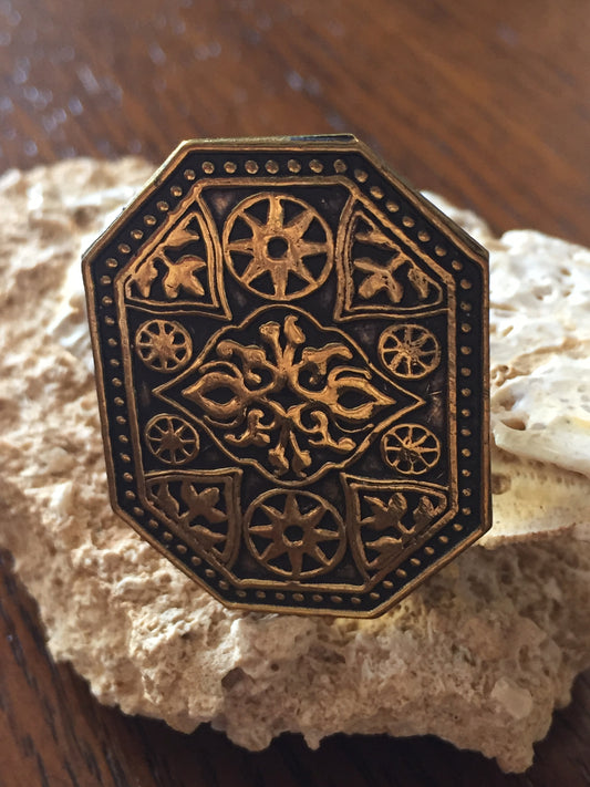 Handmade Brass Ring - Geometric Shapes