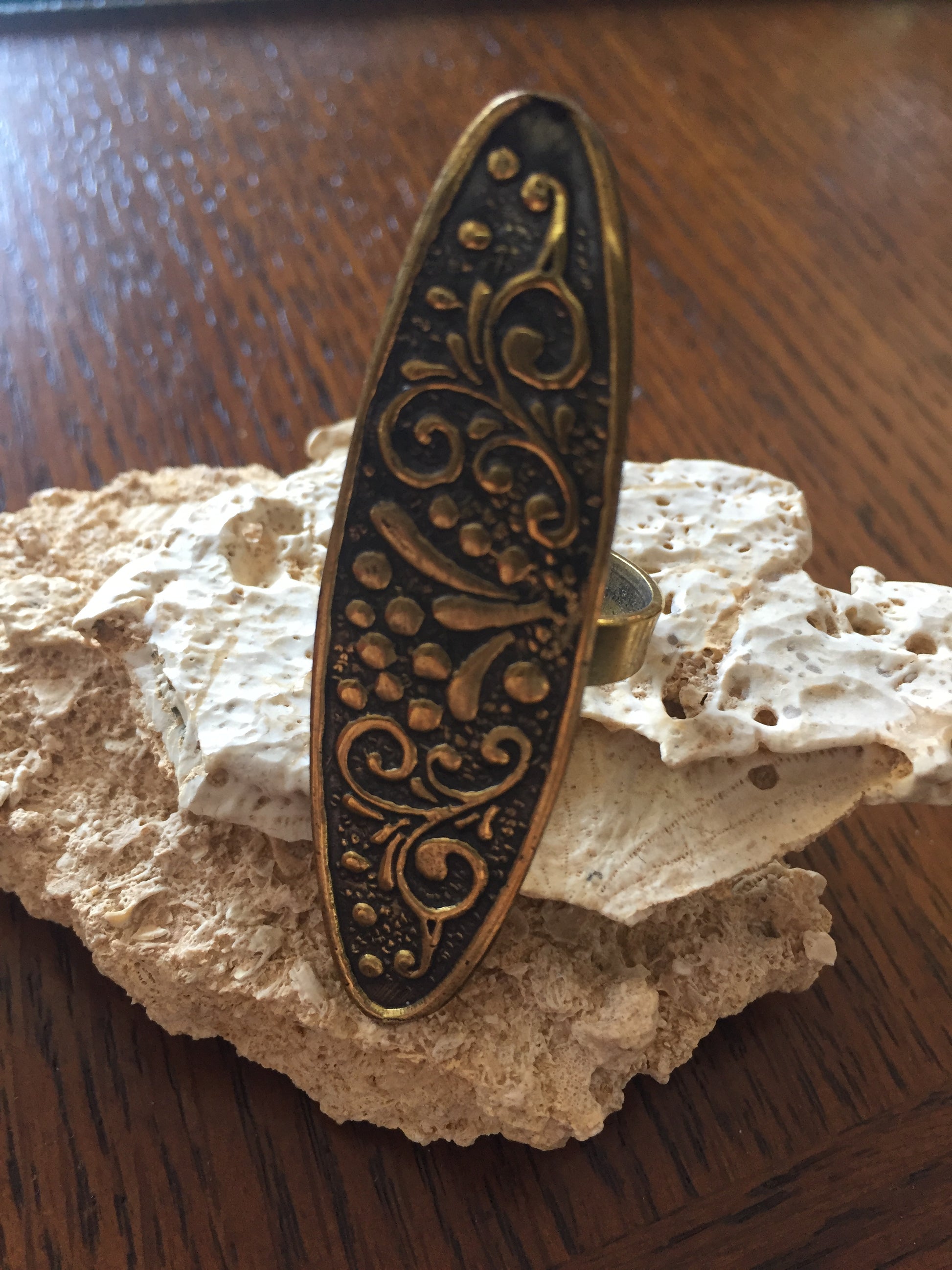 Handmade Brass Ring - Floral