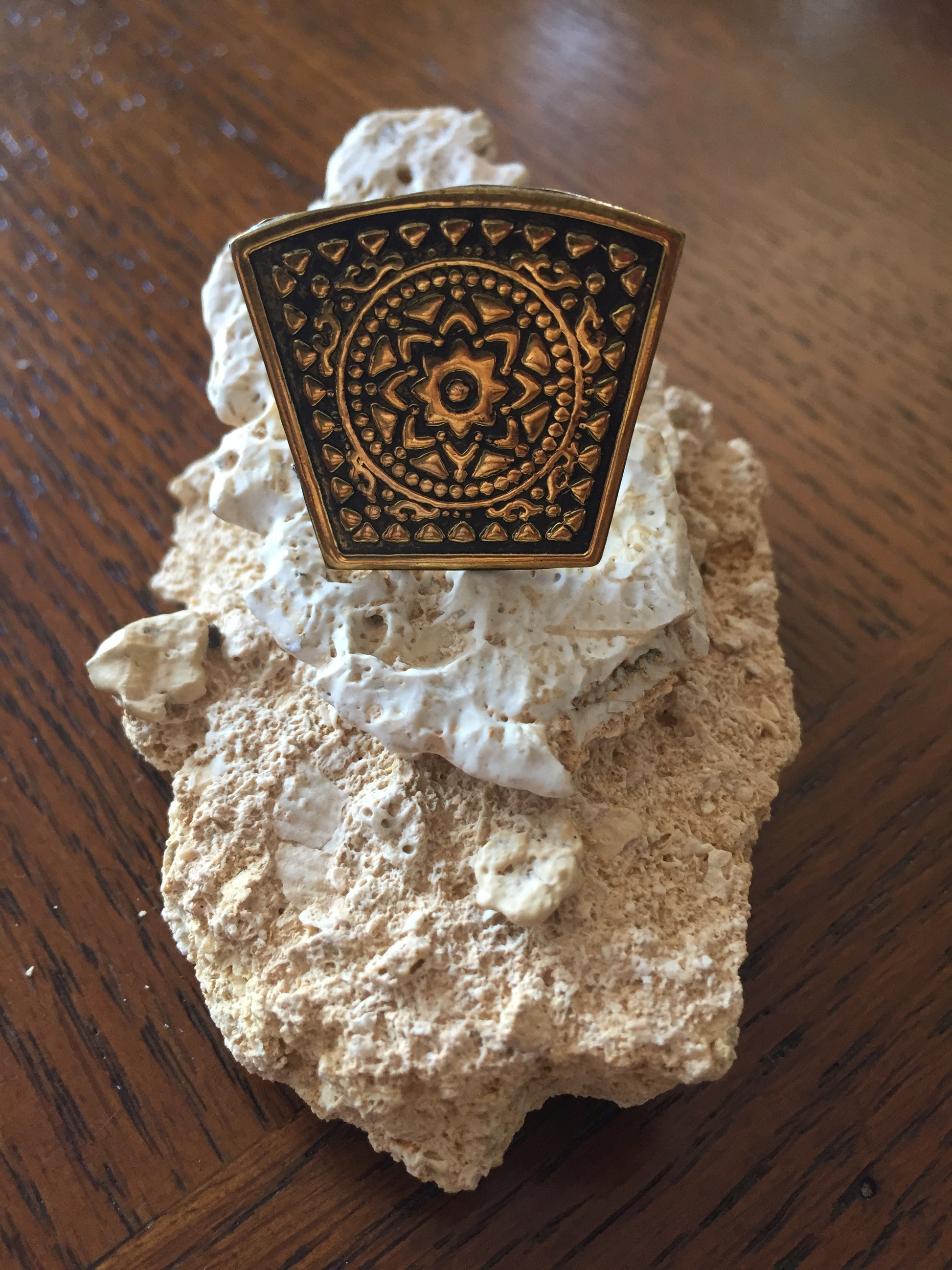 Handmade Brass Ring - Siwa Design: Floral
