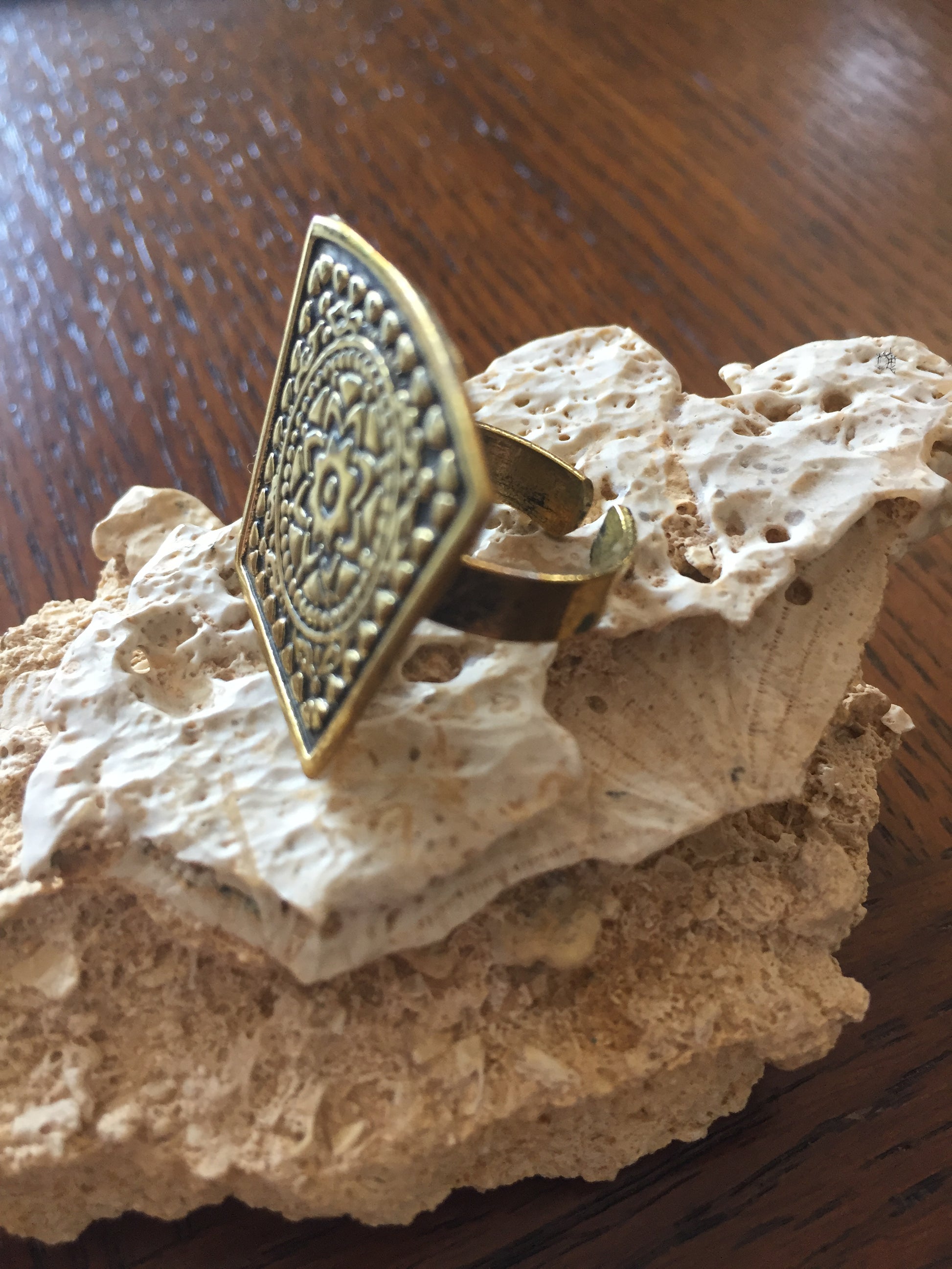 Handmade Brass Ring - Siwa Design: Floral
