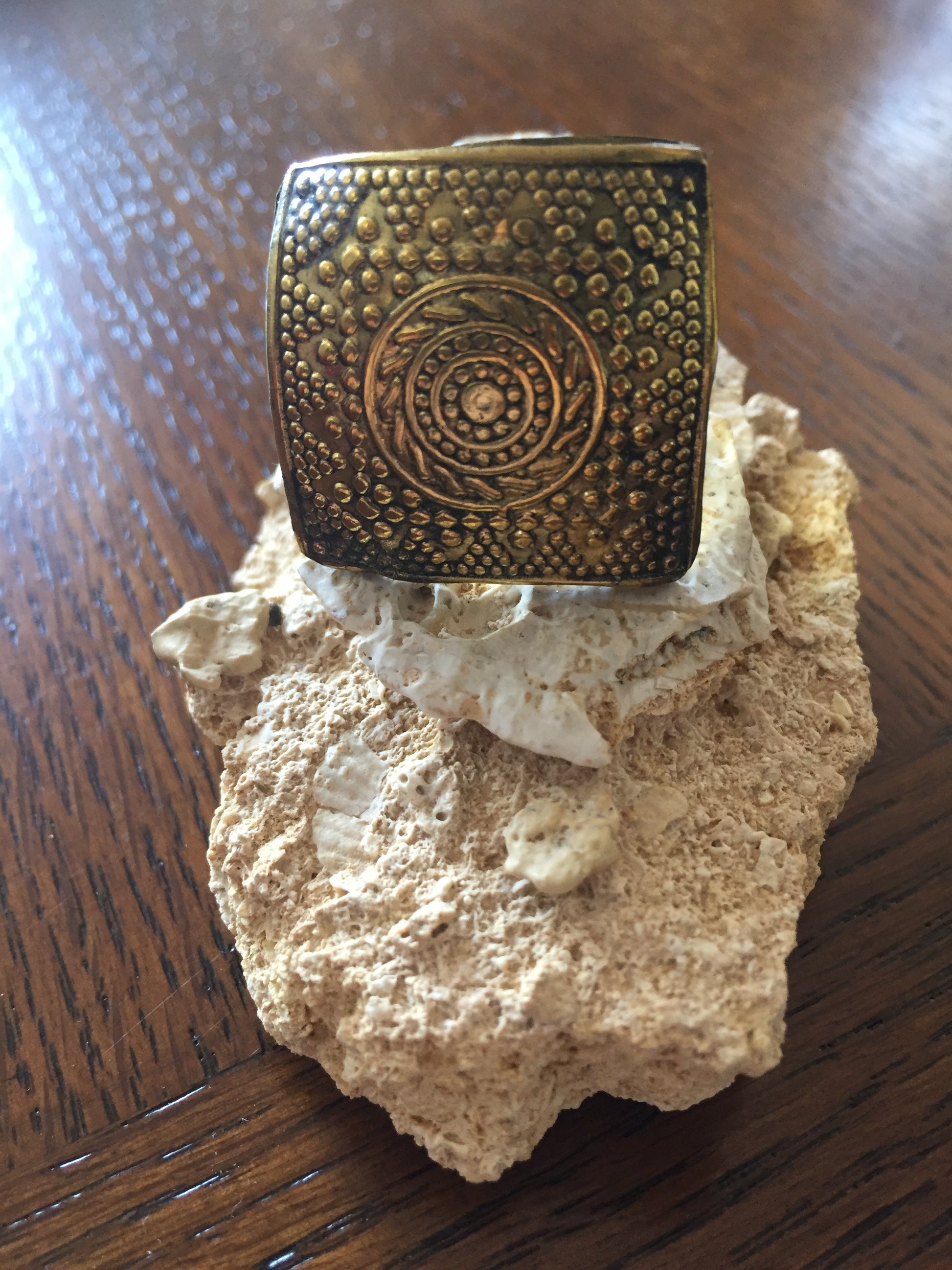 Handmade Brass Ring - Siwa Design: Geometric