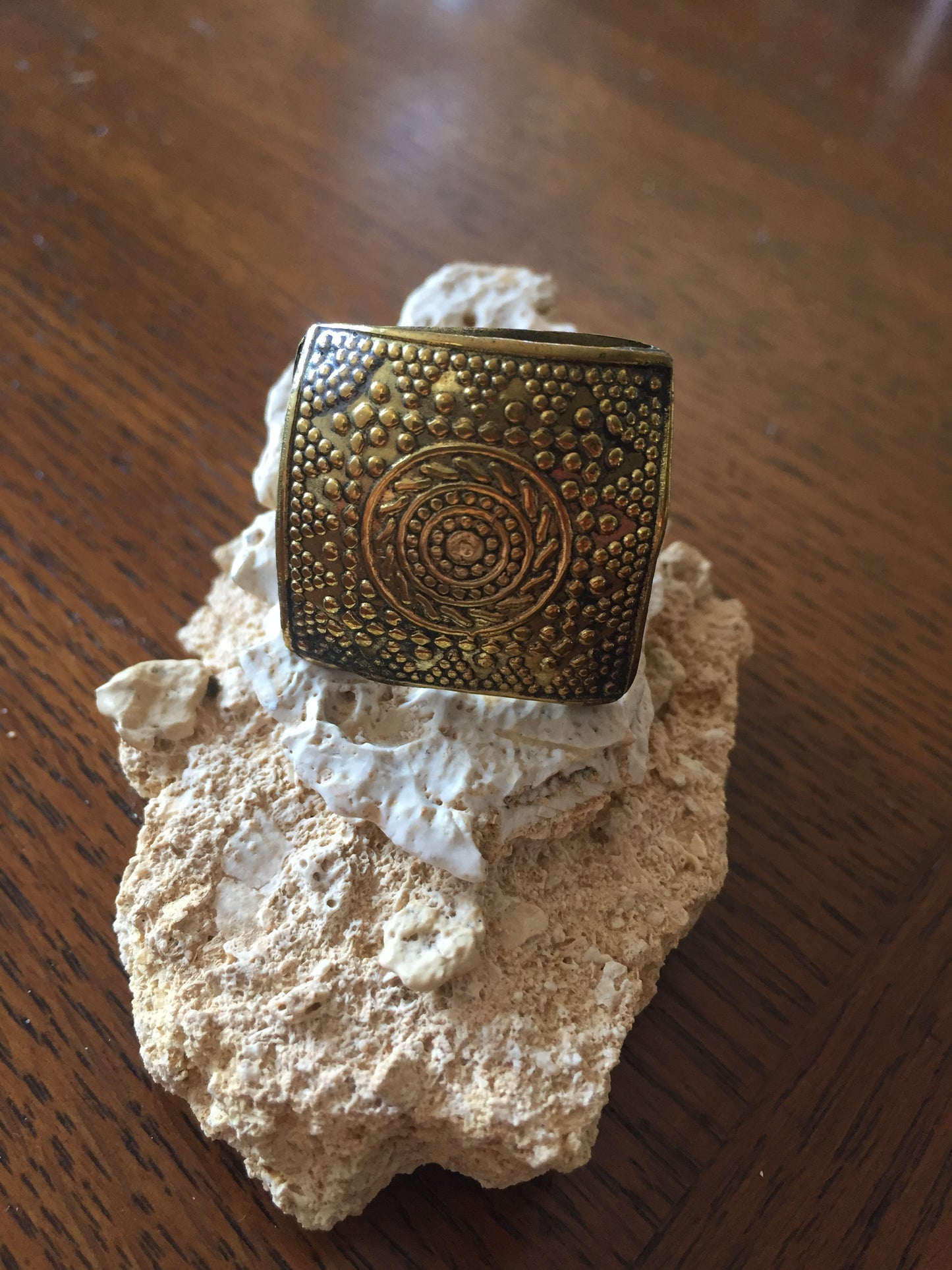 Handmade Brass Ring - Siwa Design: Geometric