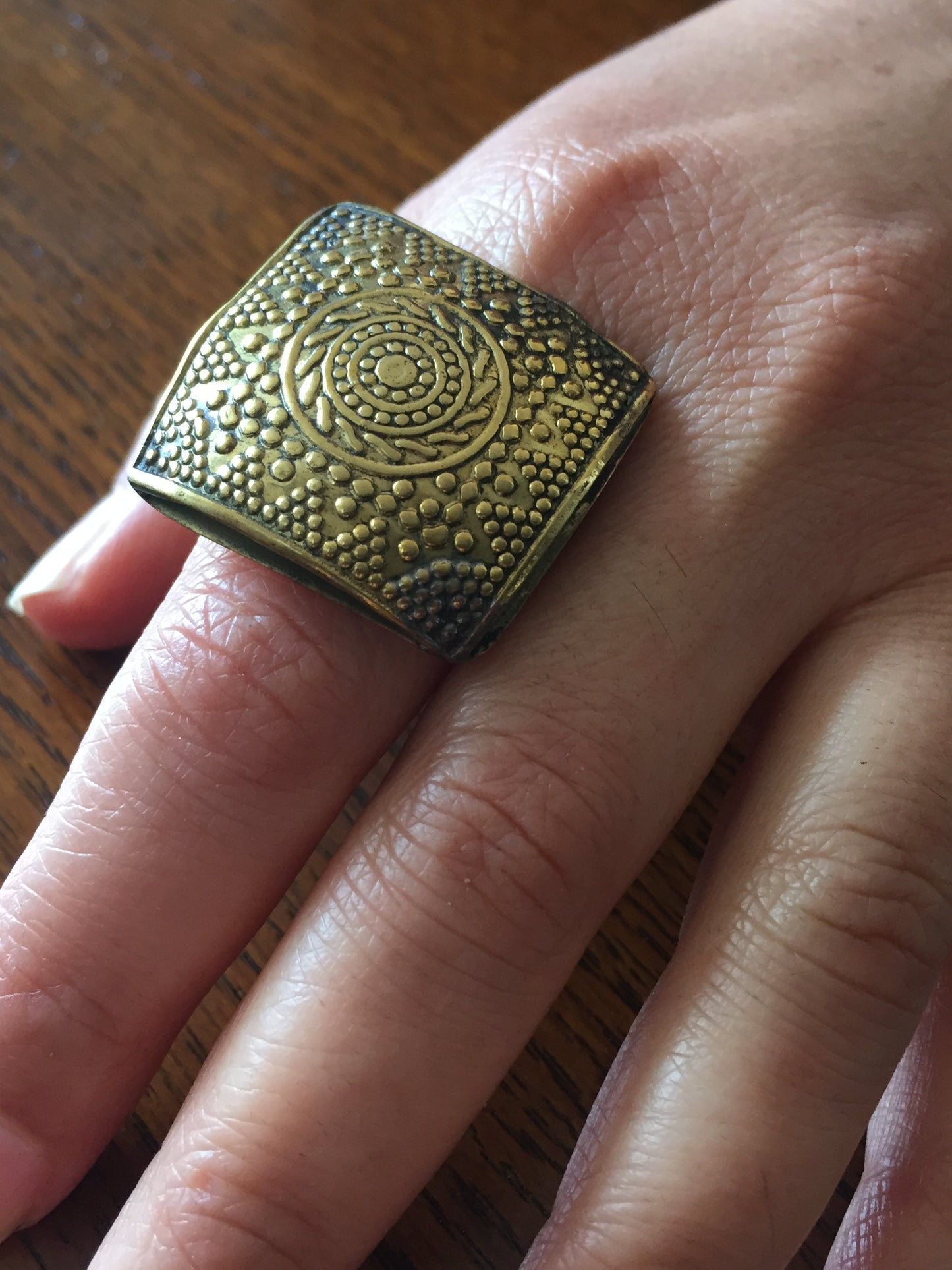 Handmade Brass Ring - Siwa Design: Geometric