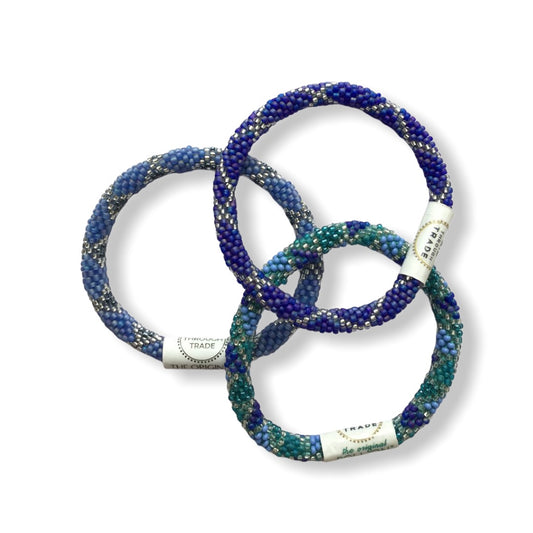 Roll-On Beaded Bracelets - Shades of Blue