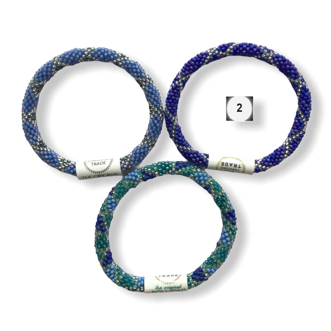 Roll-On Beaded Bracelets - Shades of Blue