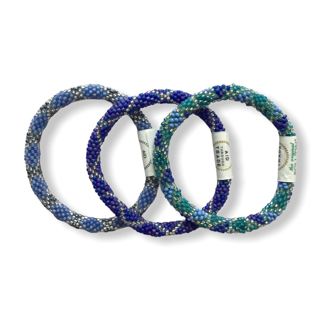 Roll-On Beaded Bracelets - Shades of Blue