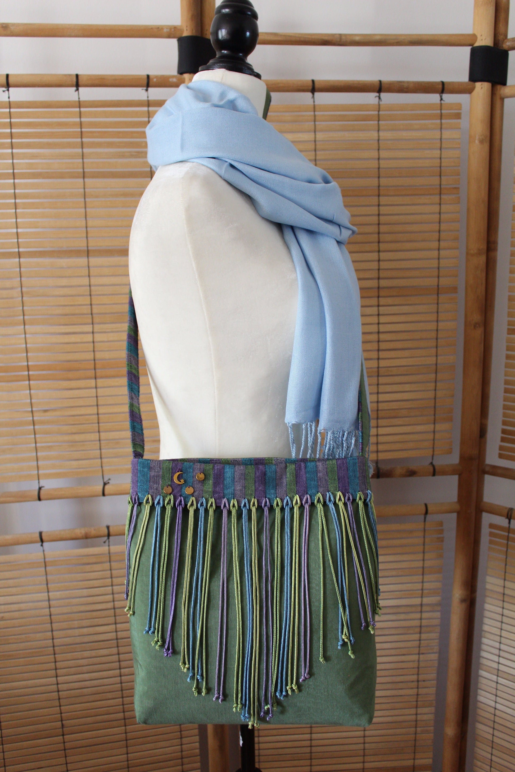 Shahrzad Handcrafted Moiré Shoulder Bag - Green