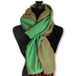 Double-faced Diagonal Shawl - Green & Salmon