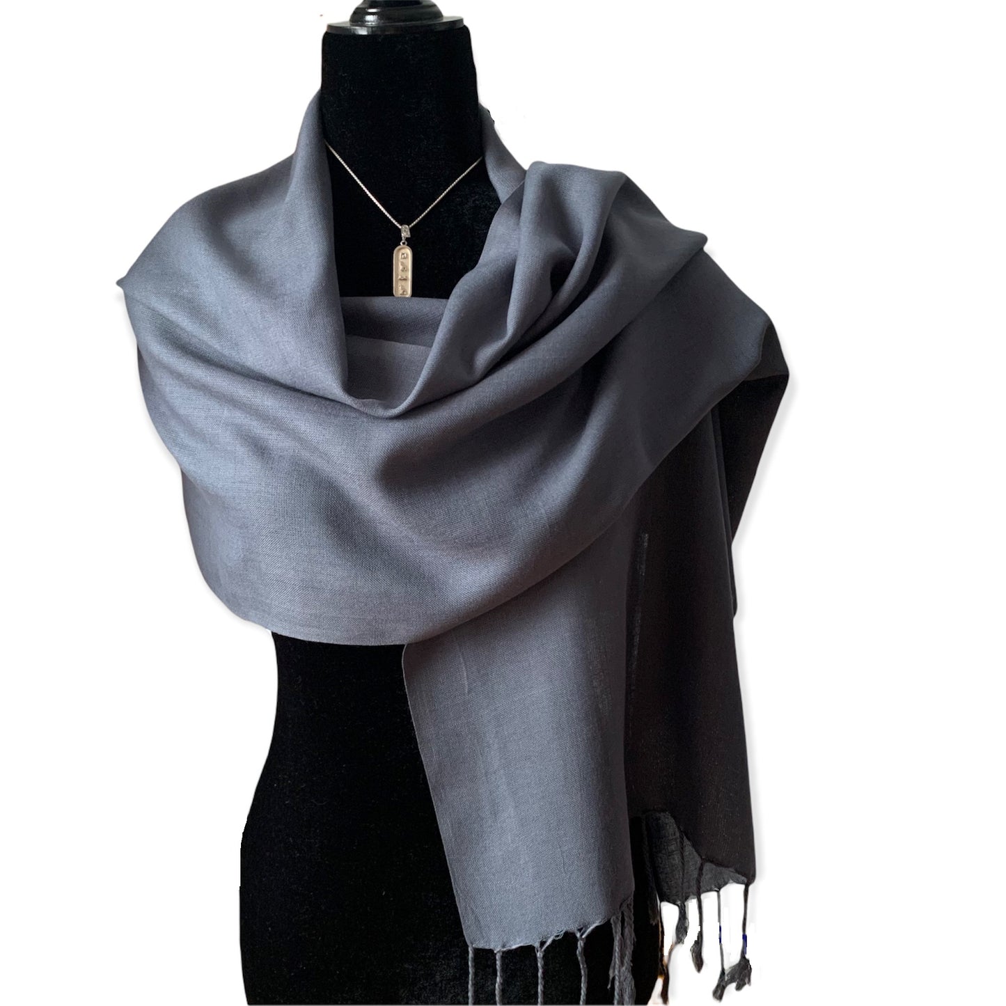 Small Solid Handwoven Scarf - Gray