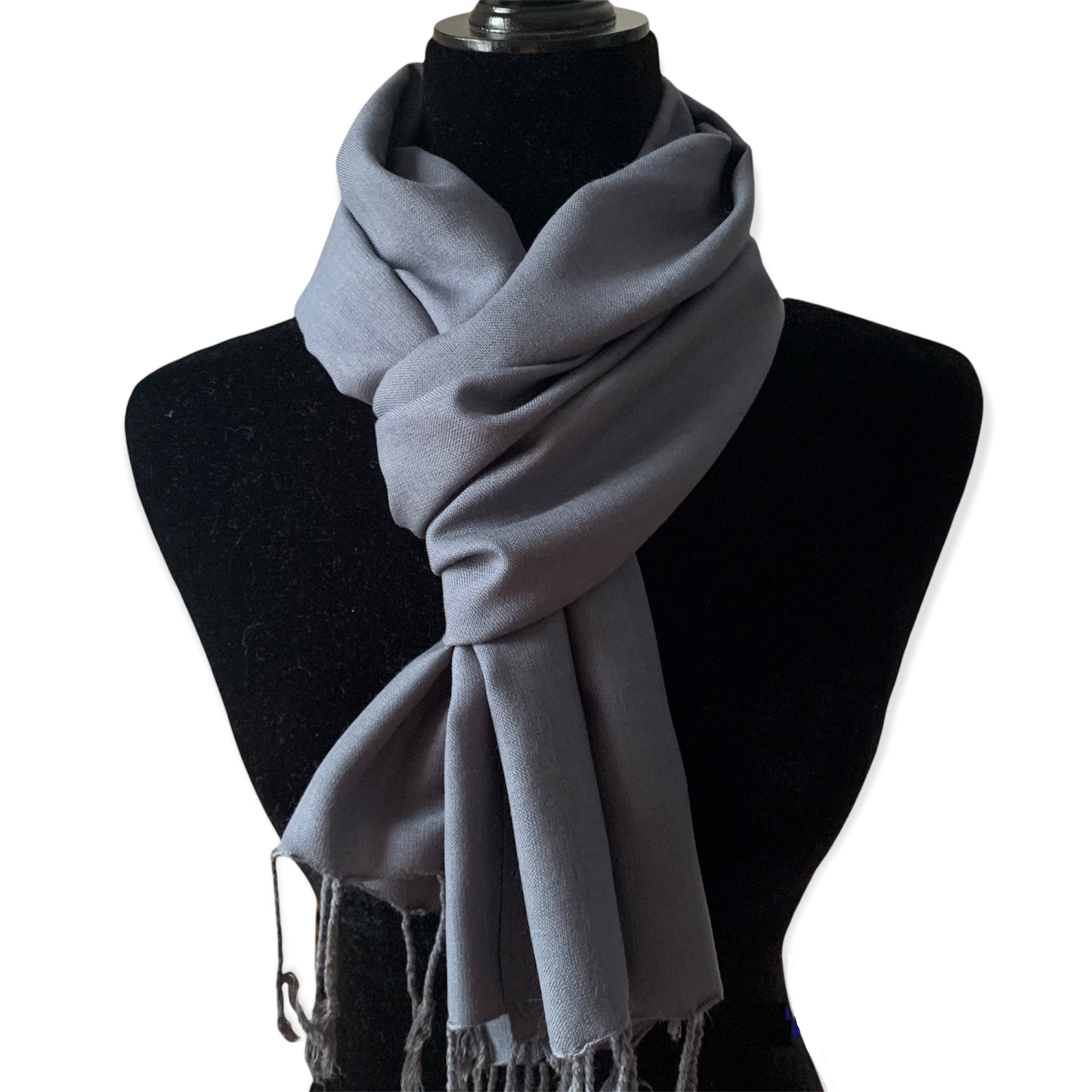 Small Solid Handwoven Scarf - Gray