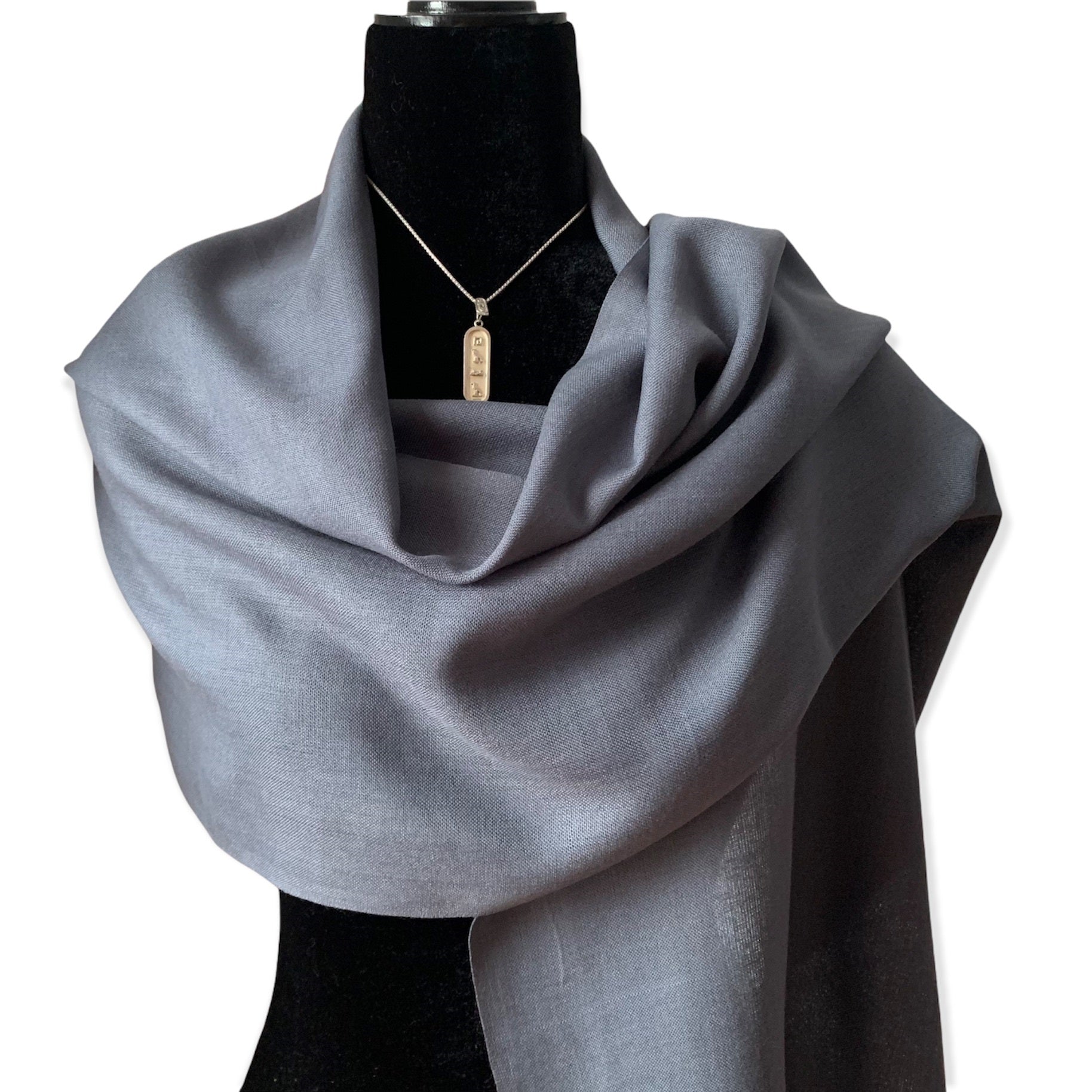 Small Solid Handwoven Scarf - Gray