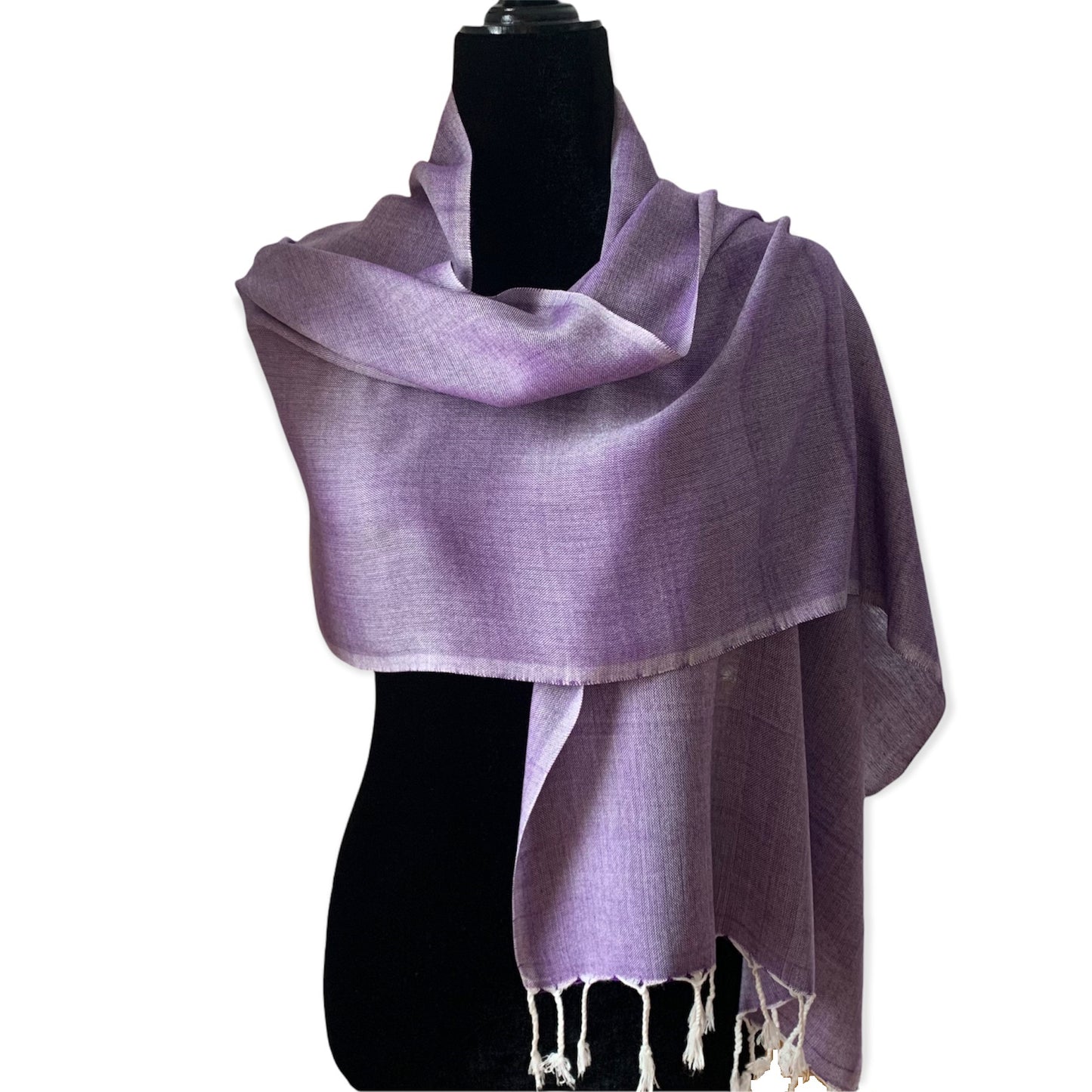 Small Solid Handwoven Scarf - Mauve & White