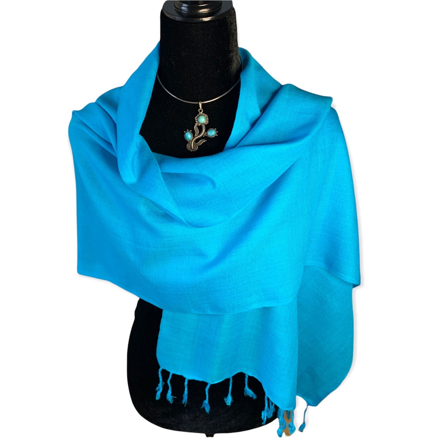 Small Solid Handwoven Scarf - Turquoise