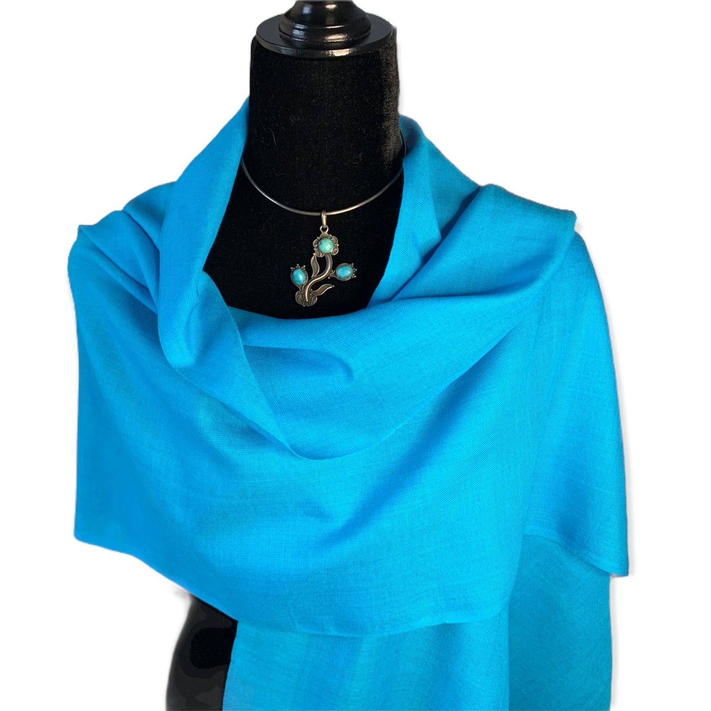 Small Solid Handwoven Scarf - Turquoise