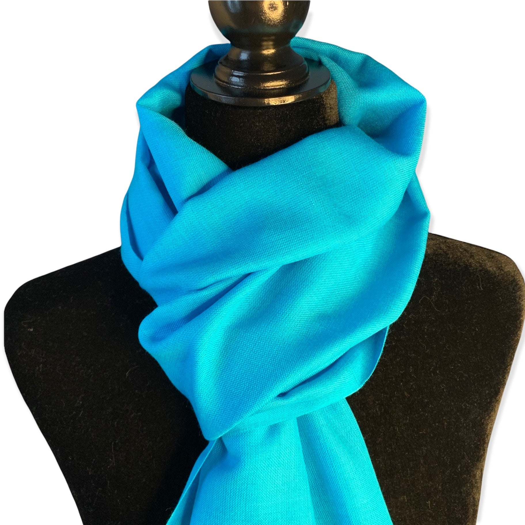 Small Solid Handwoven Scarf - Turquoise